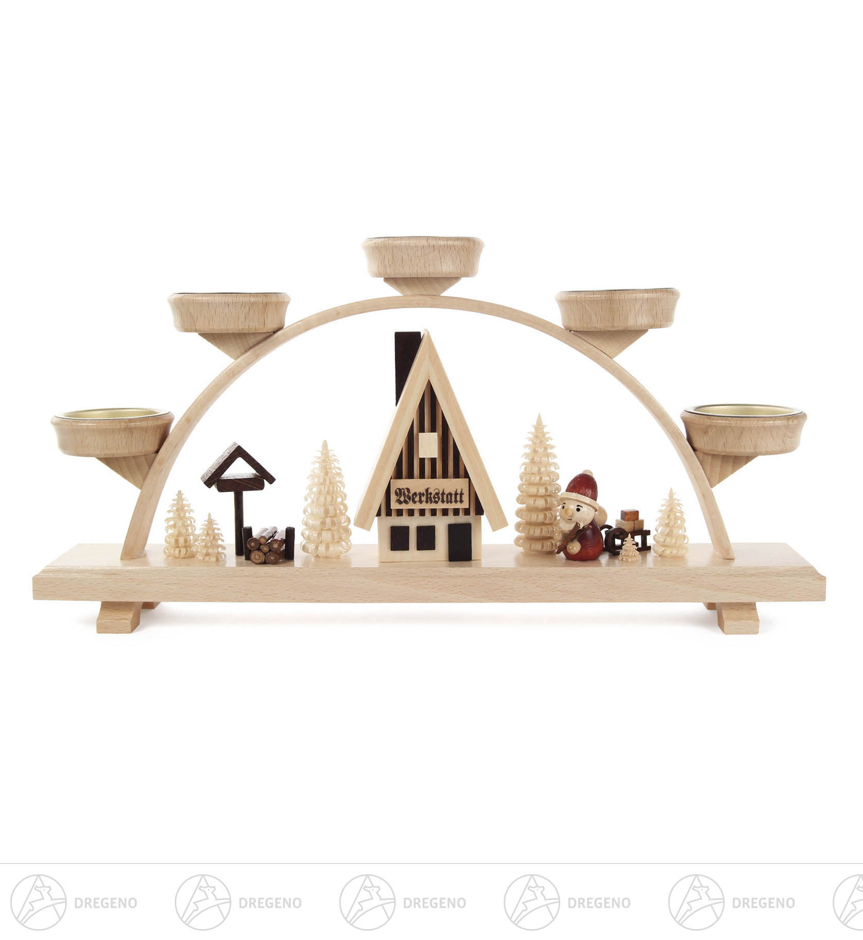 Schwibbogen mit Weihnachtsmann, für Teelichte 16x32cm Schwibbogen mit Weihnachtsmann, für Teelichte 16x32cm