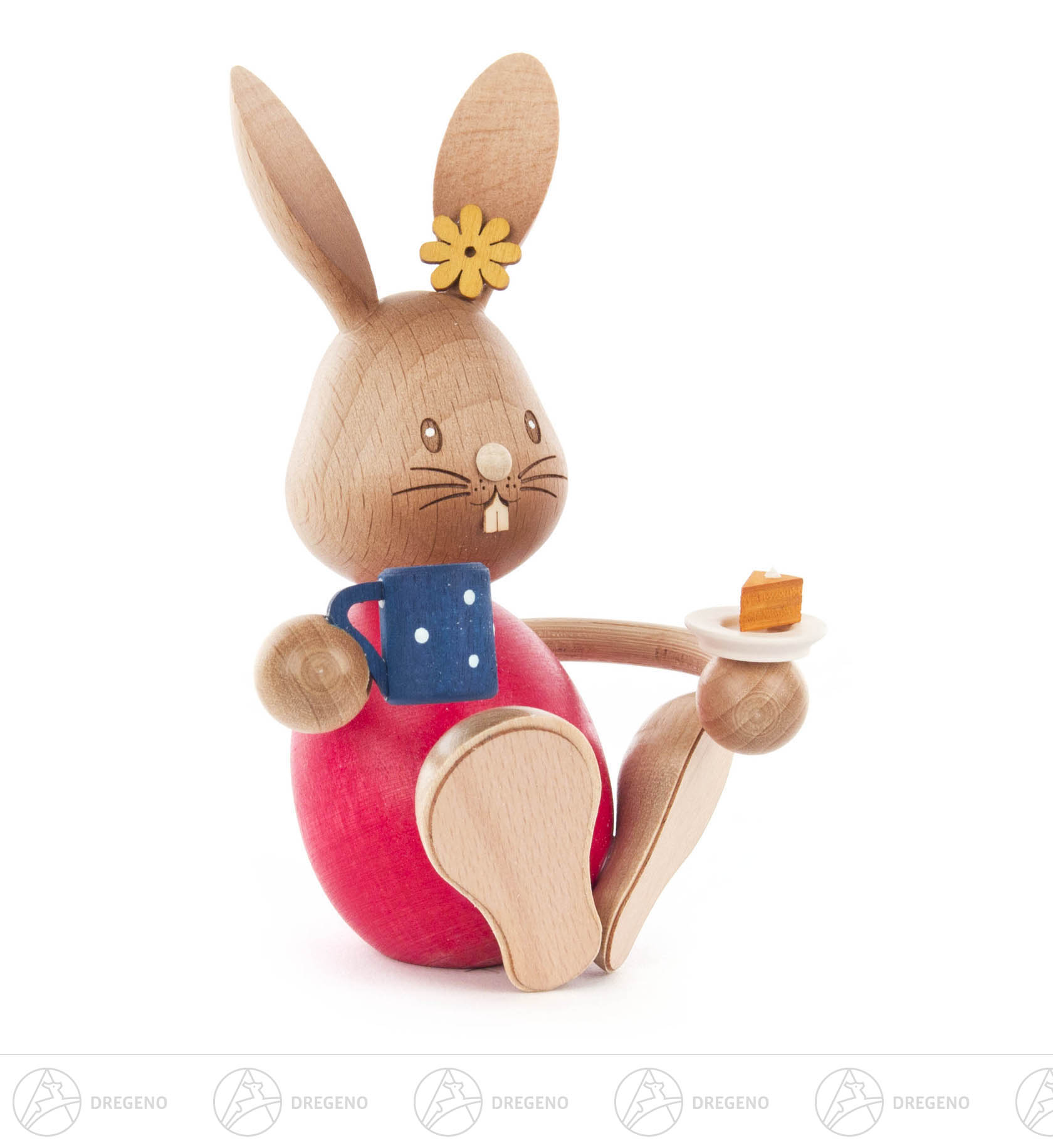 Hase Stupsi mit Kaffeetasse u.Kuchen 11cm