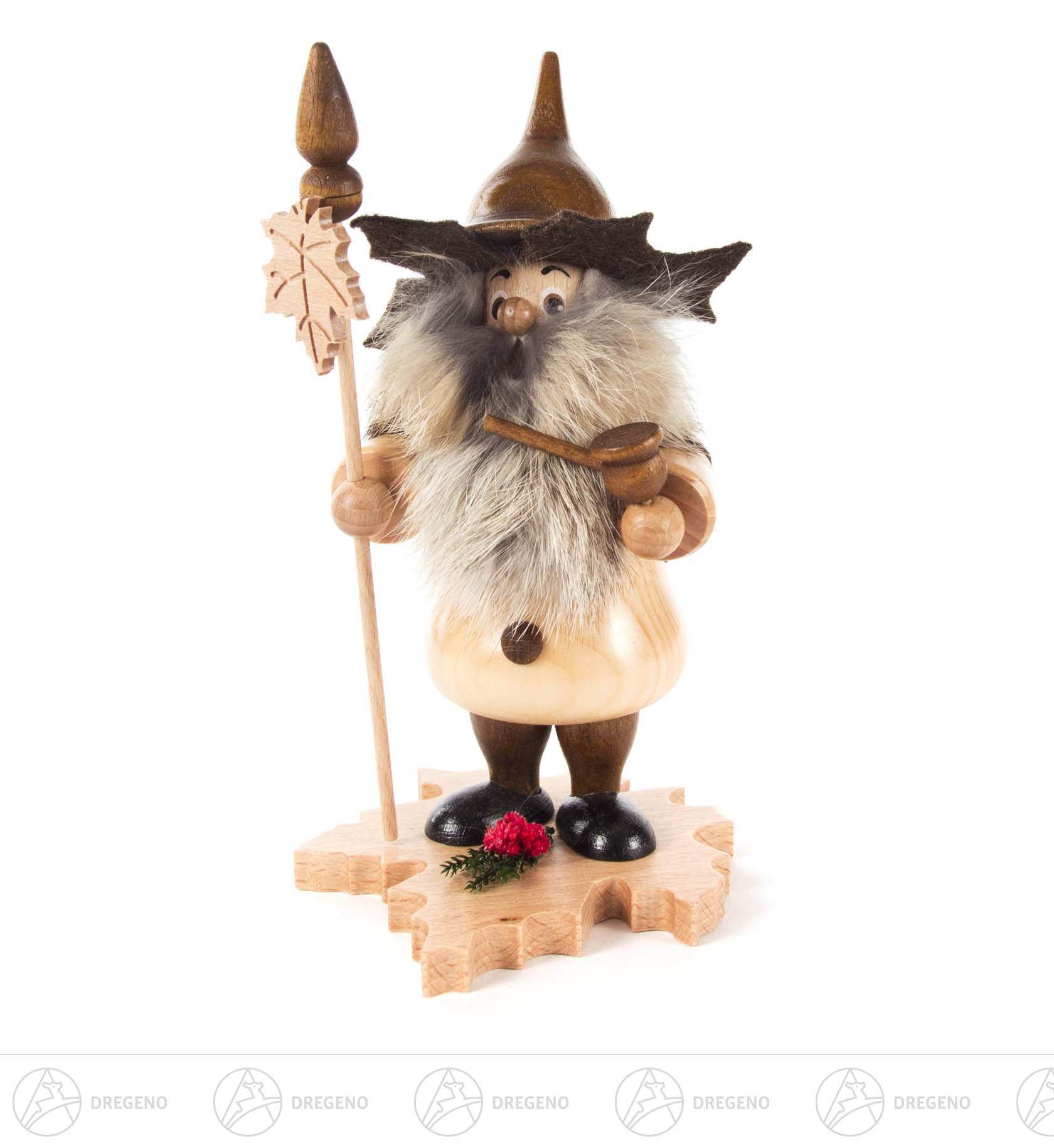 Räuchermann Baumwichtel auf Ahornblatt