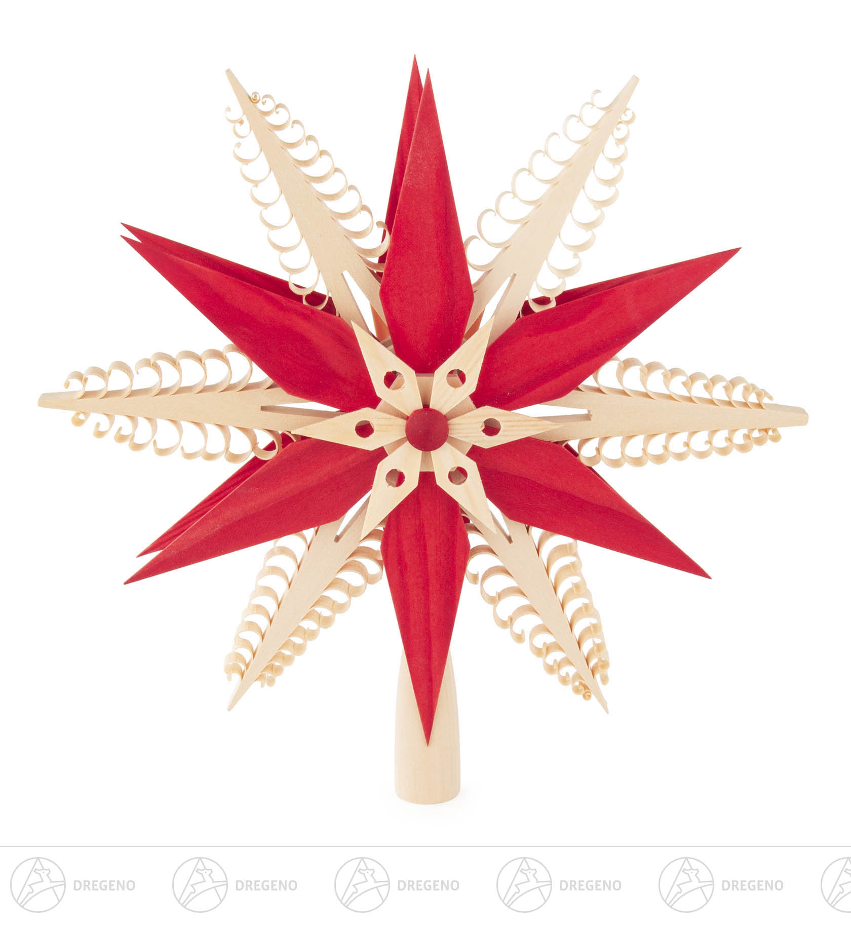 Christbaumspitze Spanstern, rot-natur Durchmesser 24cm