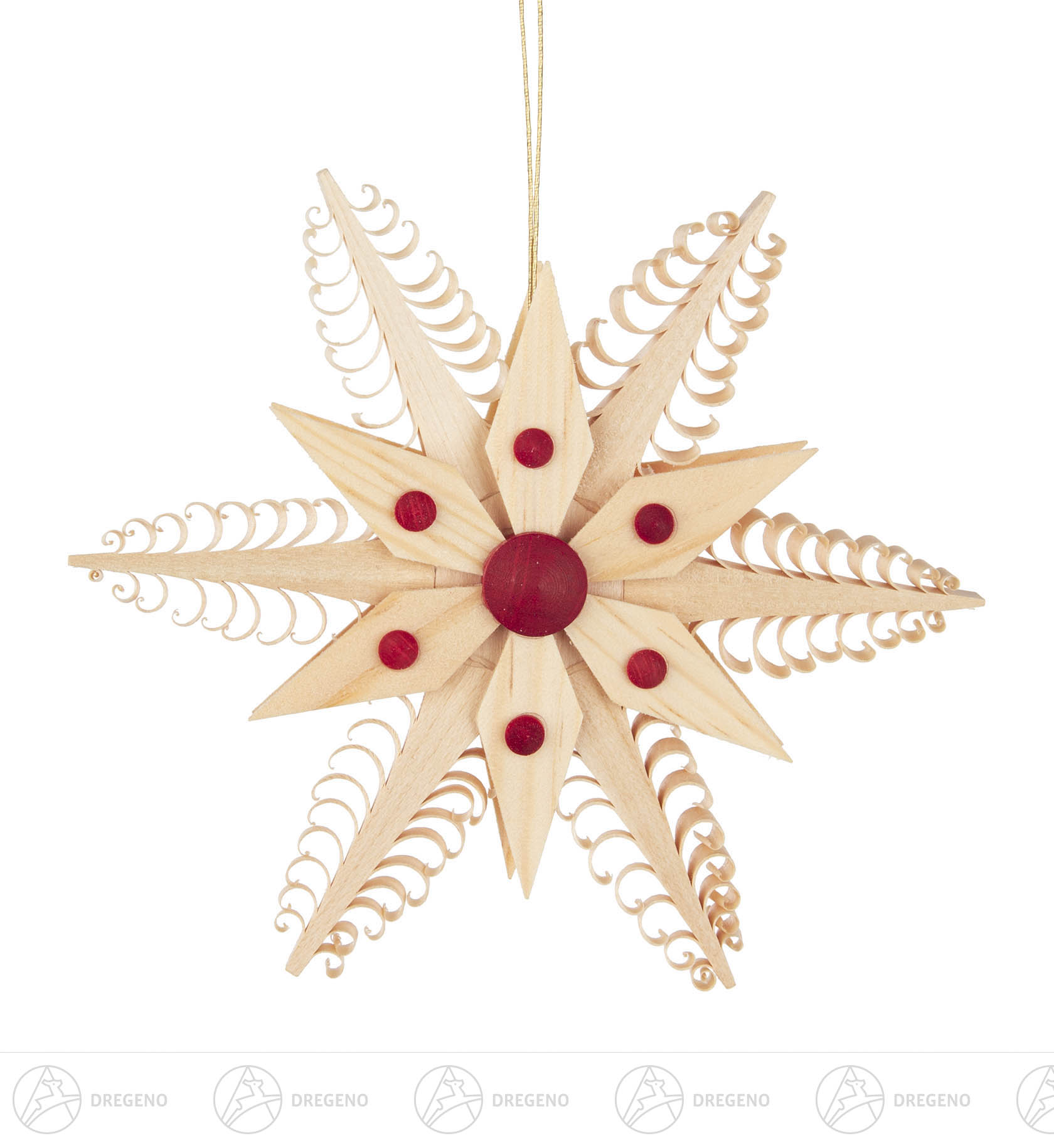 Behang Spanstern natur, rote Punkte 11cm Behang Spanstern natur, rote Punkte 11cm