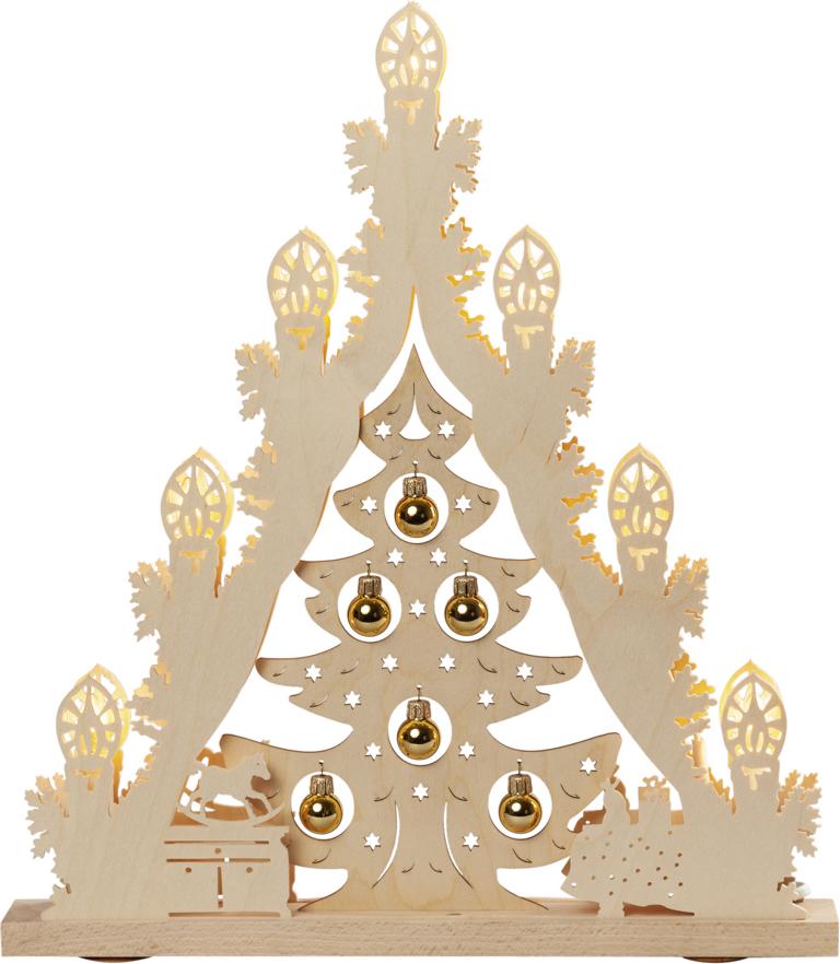 LED Lichterspitze 7 flg. Baum mit goldenene Kugeln 38,0 x 43,0 x 4,5 cm LED Lichterspitze 7 flg. Baum mit goldenene Kugeln 38,0 x 43,0 x 4,5 cm