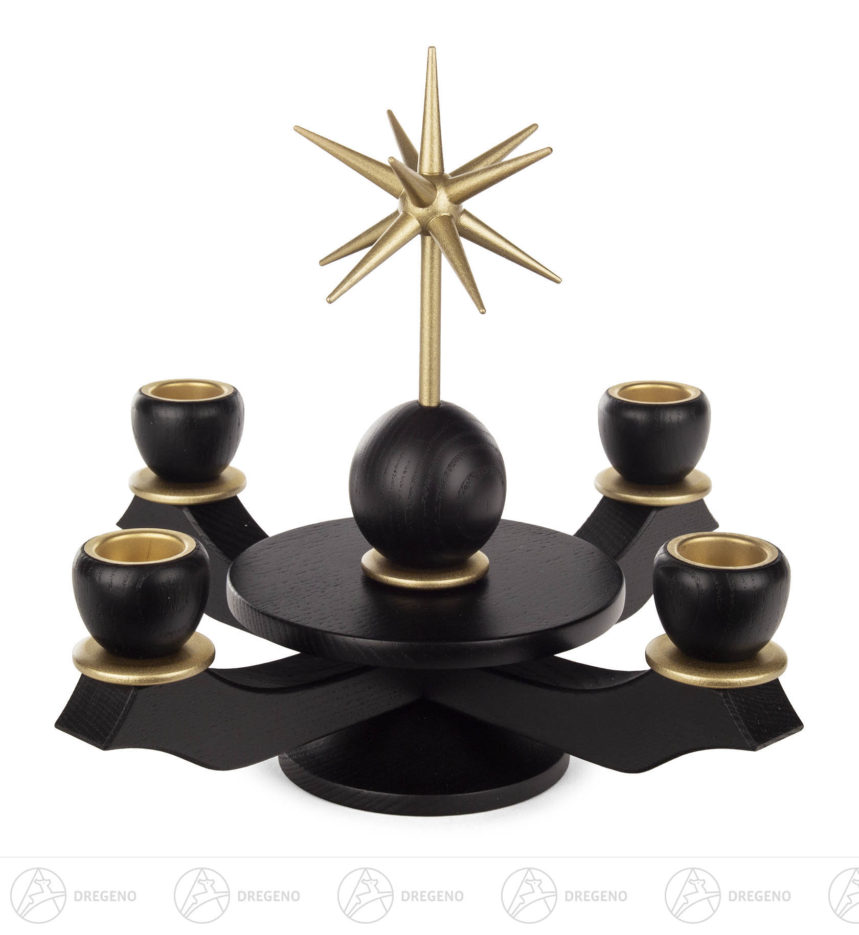 Adventsleuchter Esche mit Stern schwarz für Wachskerzen D220mm 19x 18