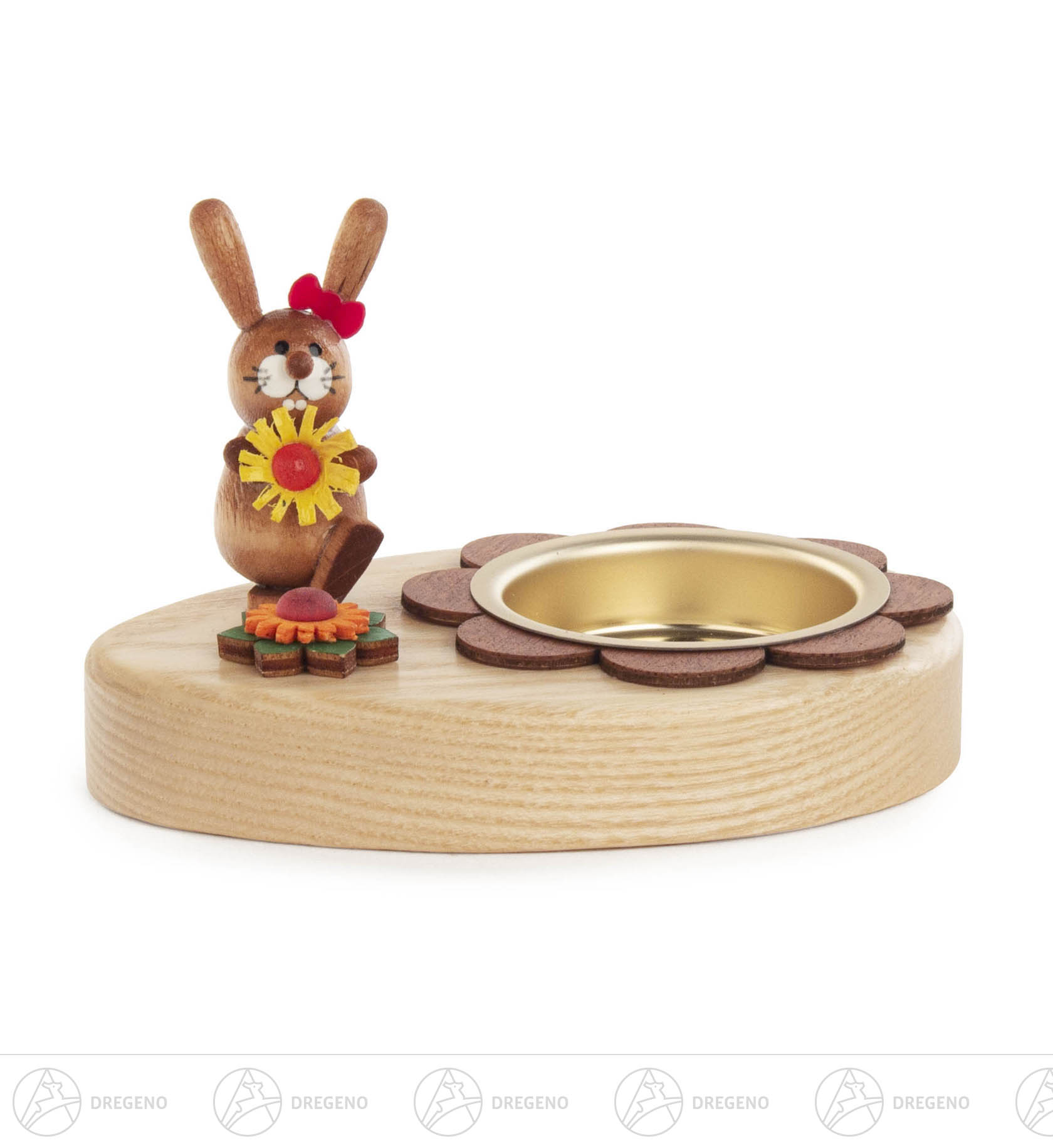 Teelichthalter Hase mit Blume 6cm