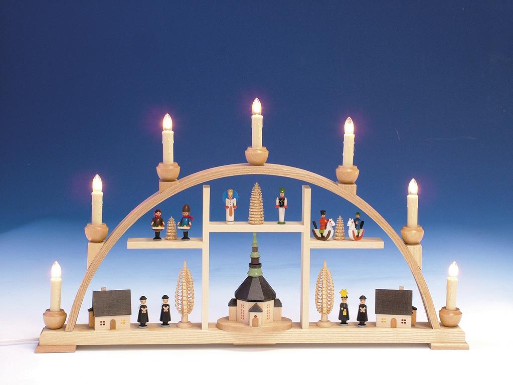 Schwibbogen Seiffener Motiv und Innenbeleuchtung elektr. beleuchtet B 63 cm Schwibbogen Seiffener Motiv und Innenbeleuchtung elektr. beleuchtet B 63 cm