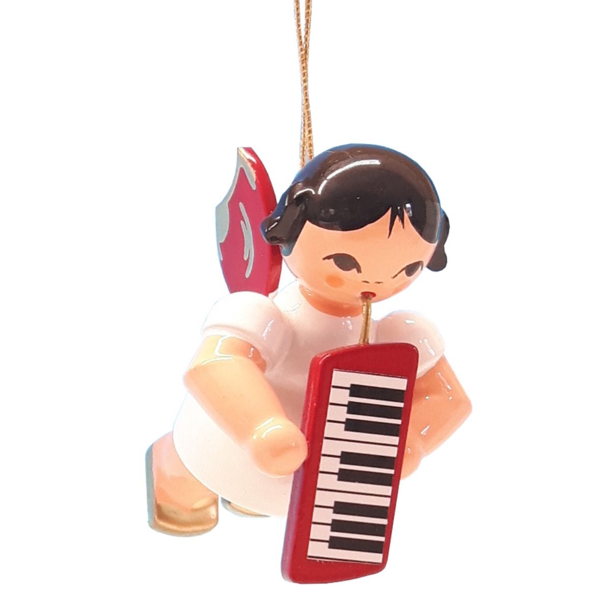 Schwebeengel mit Melodica, rote Flügel Schwebeengel mit Melodica, rote Flügel