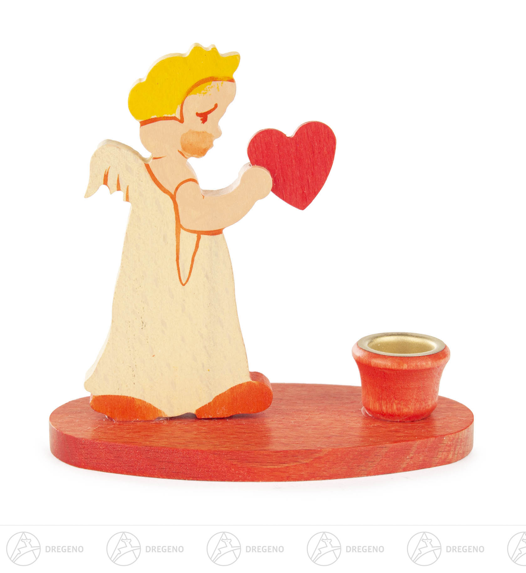 Kerzenhalter-Engel mit Herz für Kerzen 14mm 10cm