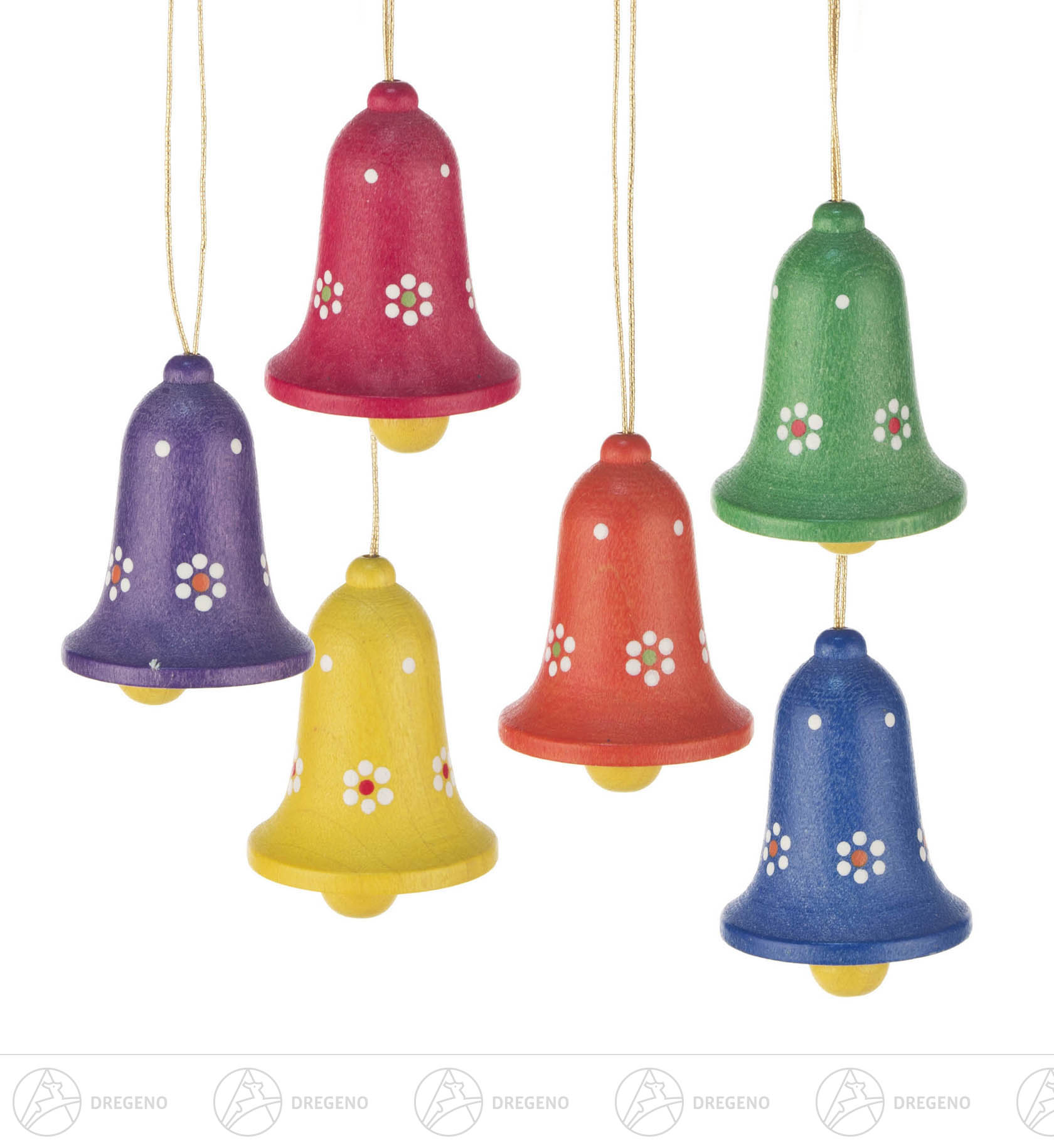 Behang Glocken (6)bemalt 4cm