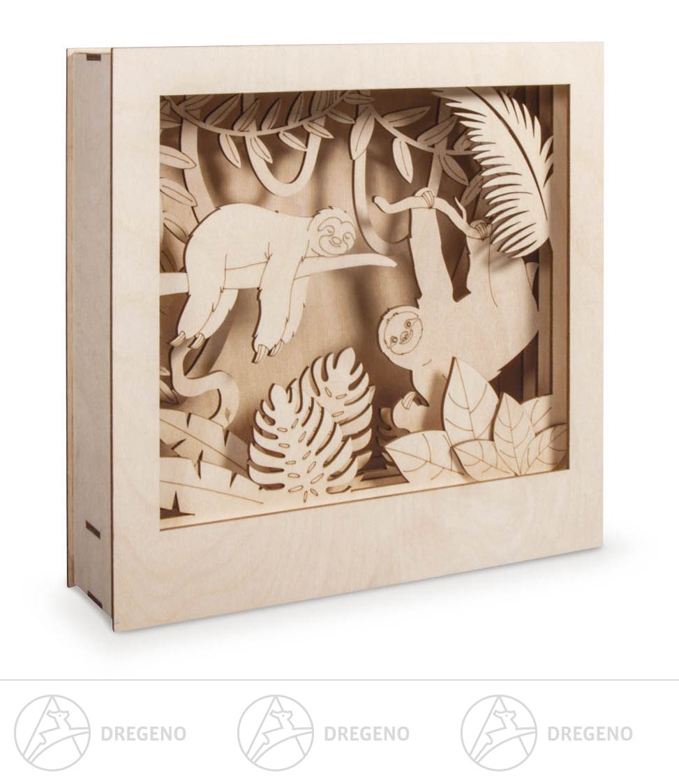 Holzbausatz 3D Faultier 11-tlg. 24x24x6,5cm natur