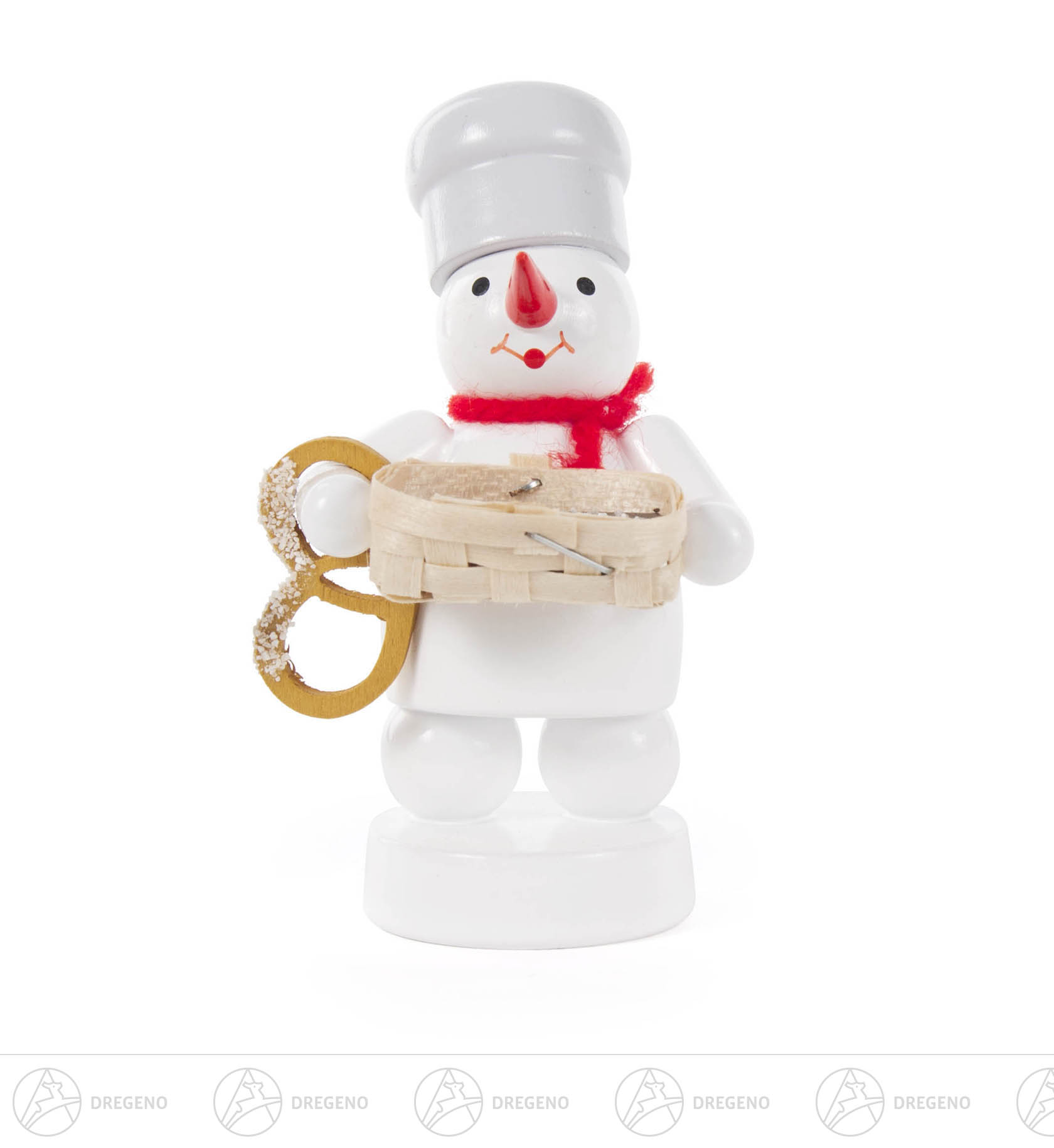 Schneemann mit Korb und Brezel0 8cm