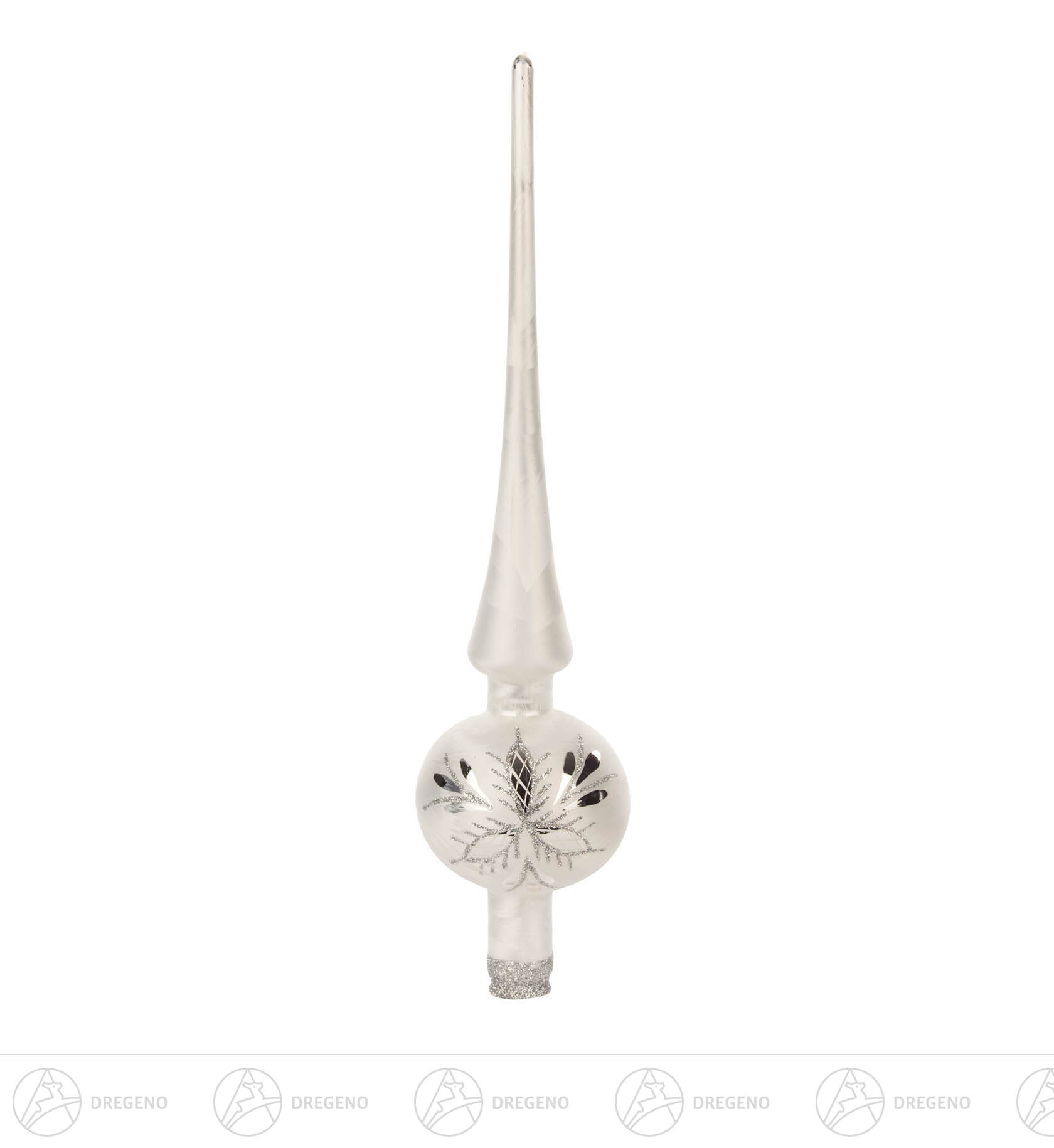 Thüringer Christbaumschmuck Baumspitze 27cm eisweiß Waffel silber Thüringer Christbaumschmuck Baumspitze 27cm eisweiß Waffel silber