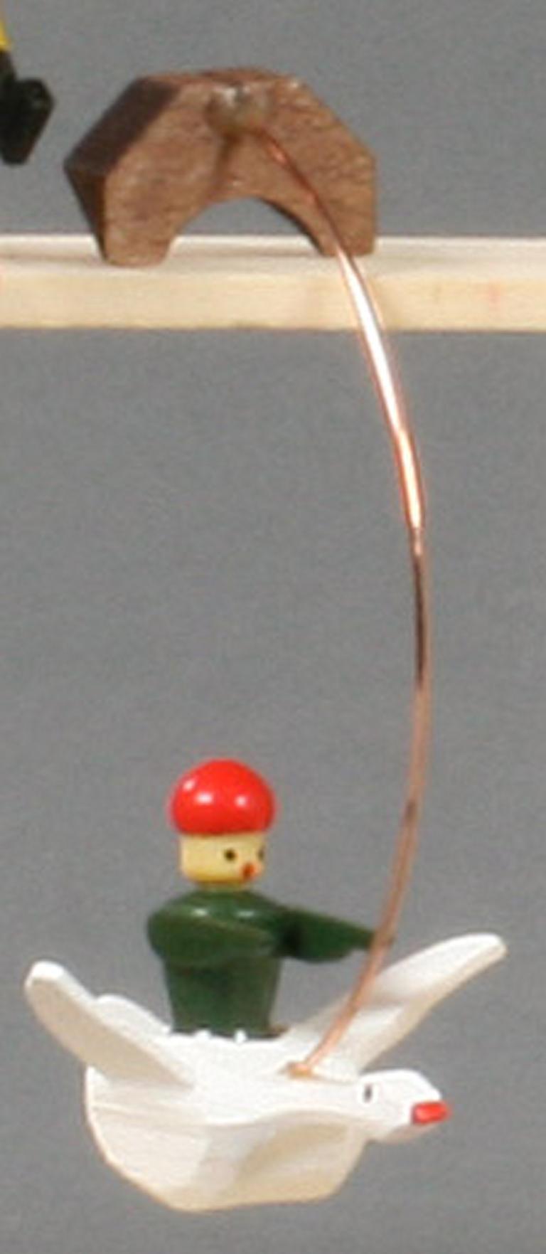 Schaukelfigur Gans mit grünem Reiter