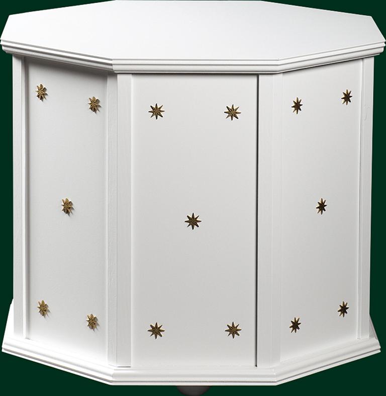 Pyramidensockel weiß, 8-eckig  44 cm