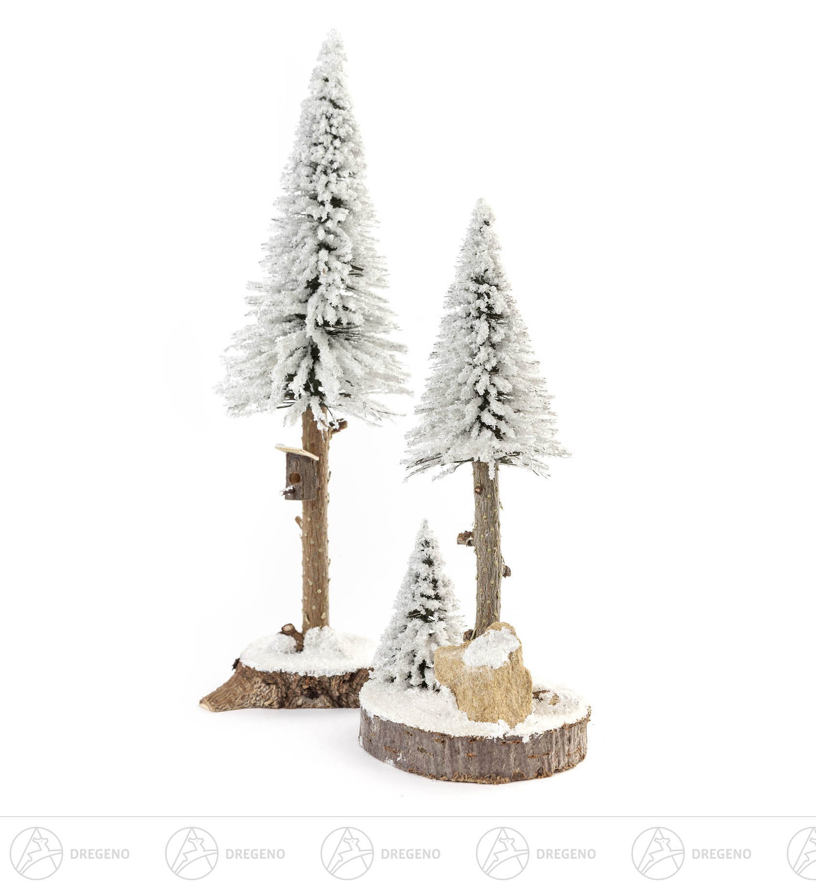 Nadelbäume mit Vogelhaus weiß, 20/27cm (2)