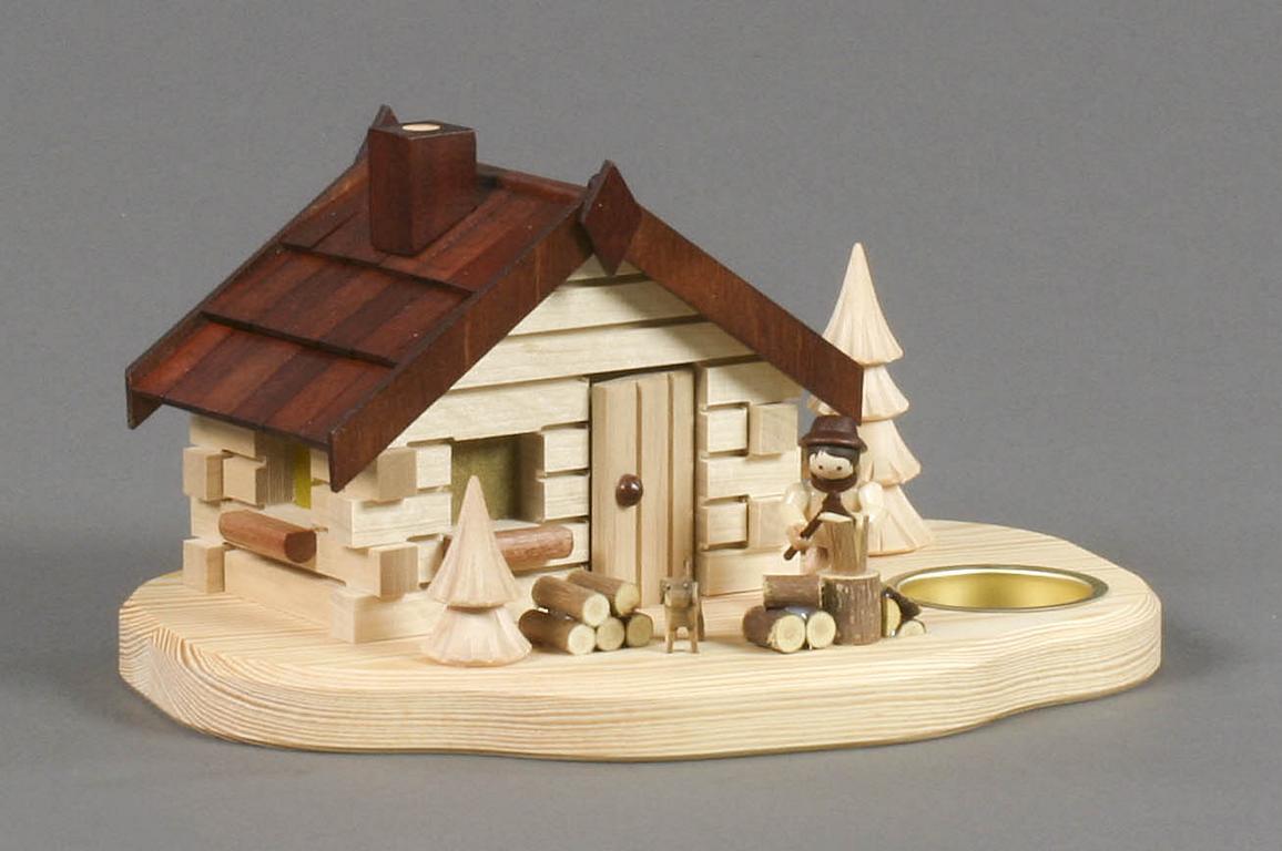Räucherhaus mit Holzhacker, für Teelicht