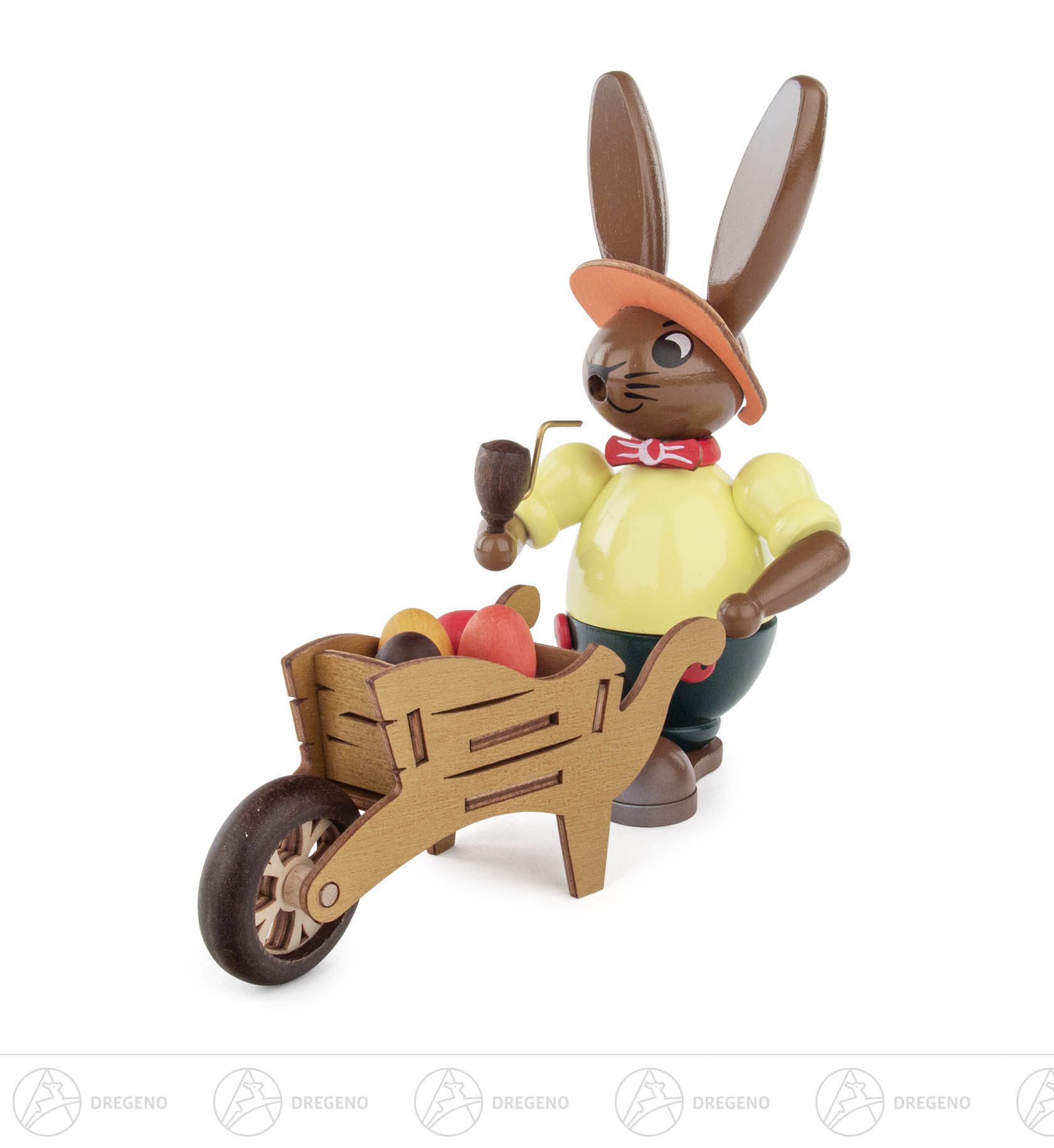 Räucherhase mit Schubkarre 19cm