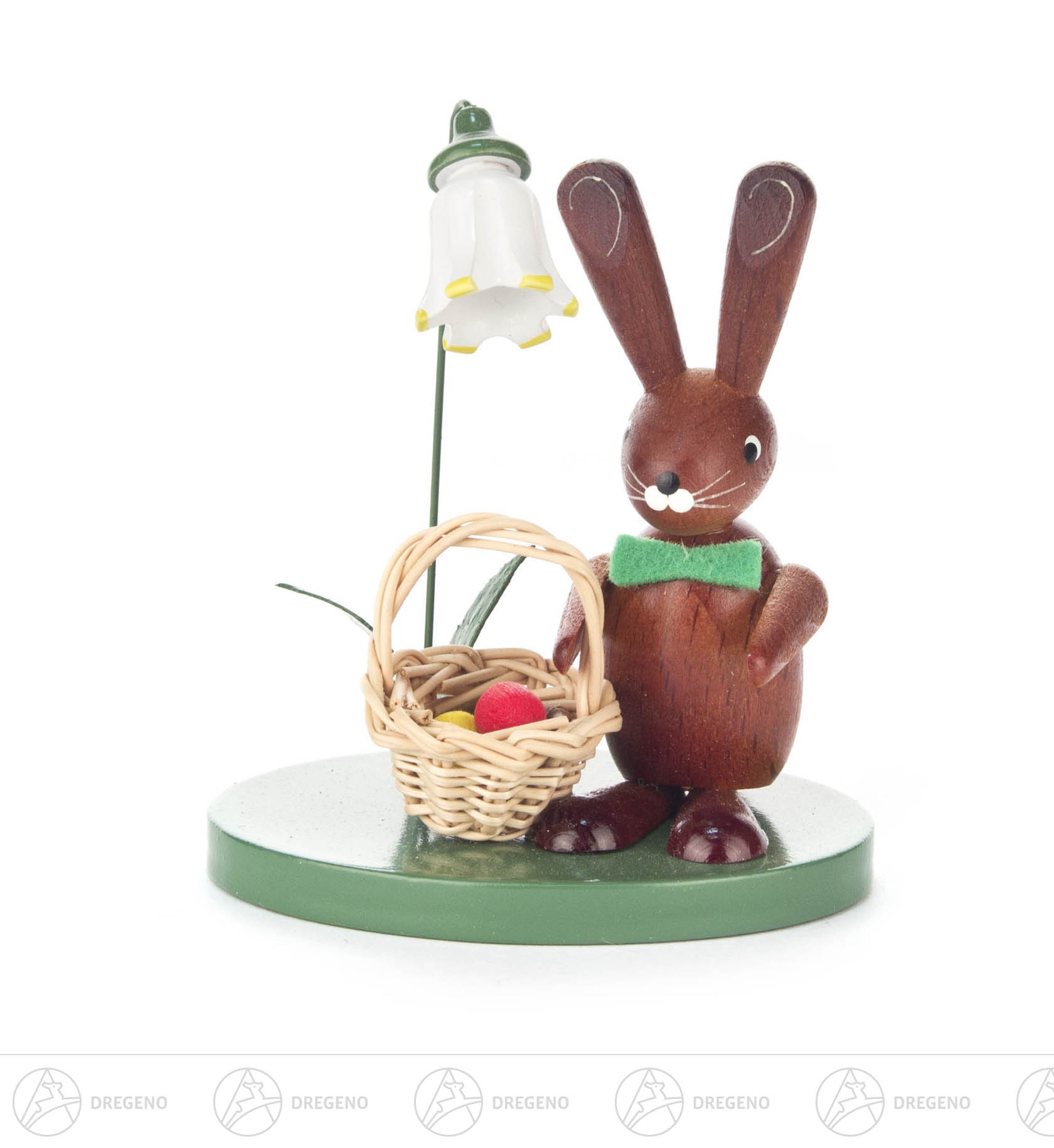 Hase mit Eierkorb und Blume 8cm