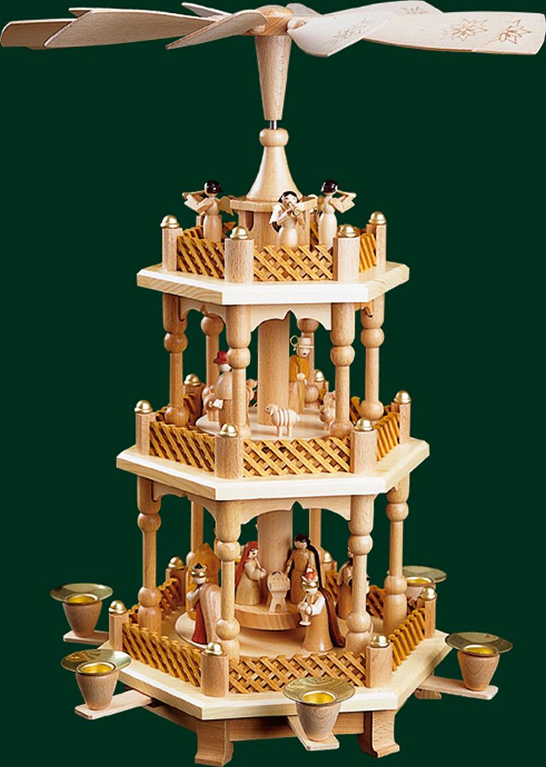 Pyramide Christi Geburt 2-st., natur  40 cm