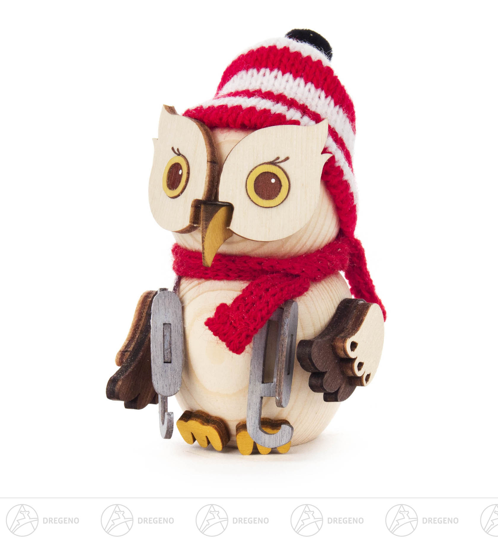 Mini-Eule mit Schlittschuhen 7cm