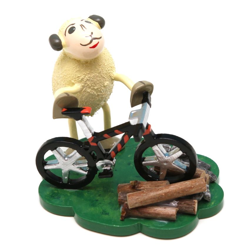 Schaf Bikey, mit Fahrrad Schaf Bikey, mit Fahrrad