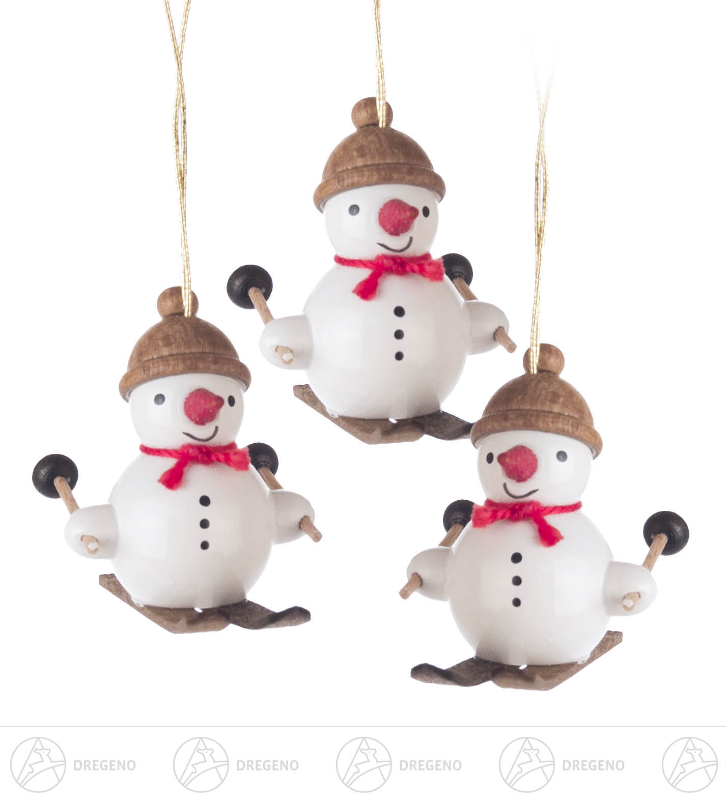 Behang Schneemanntrio auf Ski 3cm