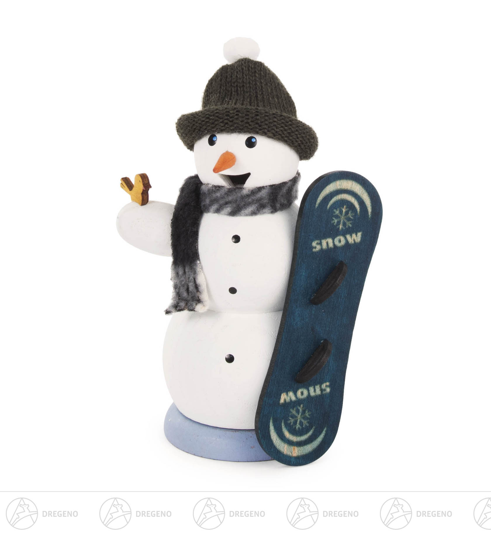 Räuchermann Schneemann mit Snowboard