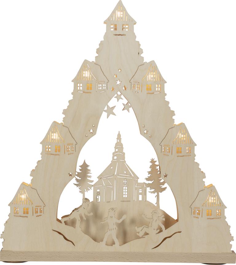 LED Lichterspitze 7 flg. Seiffener Kirche  38,0 x 43,0 x 4,5 cm