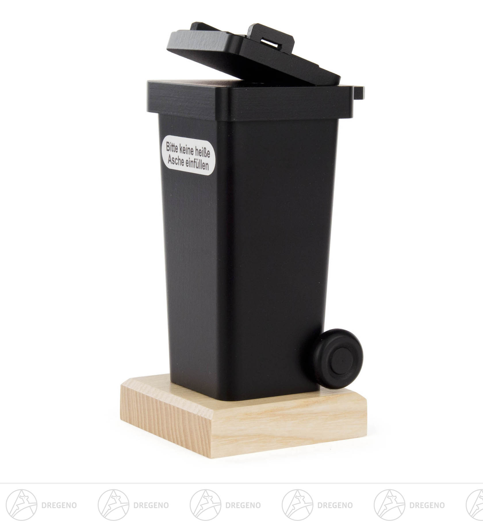 Räucherfigur Mülltonne schwarz