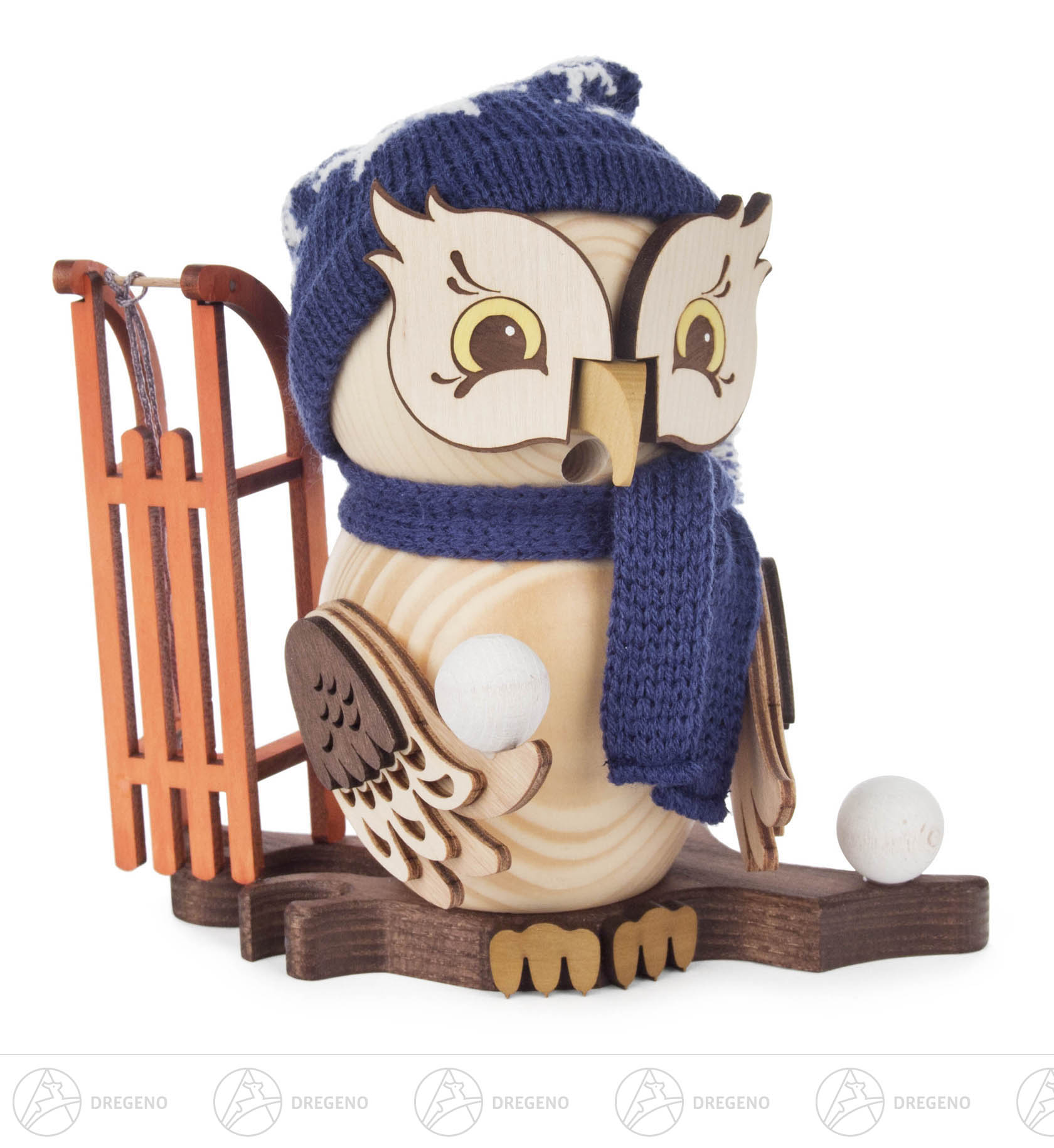 Räuchereule mit Schlitten