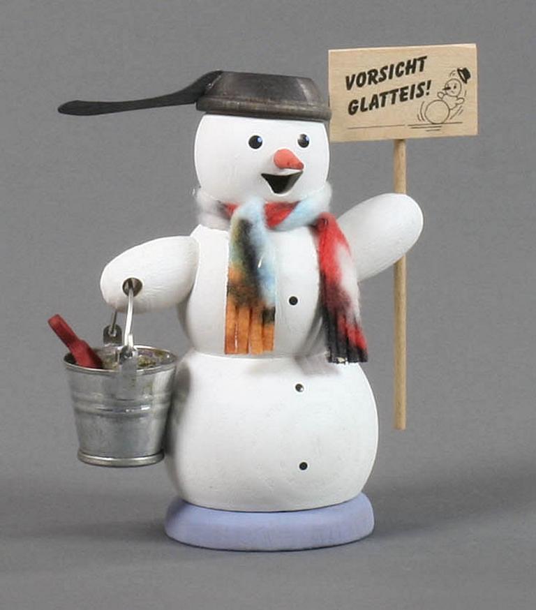 Räuchermann Schneemann Vorsicht Glatteis