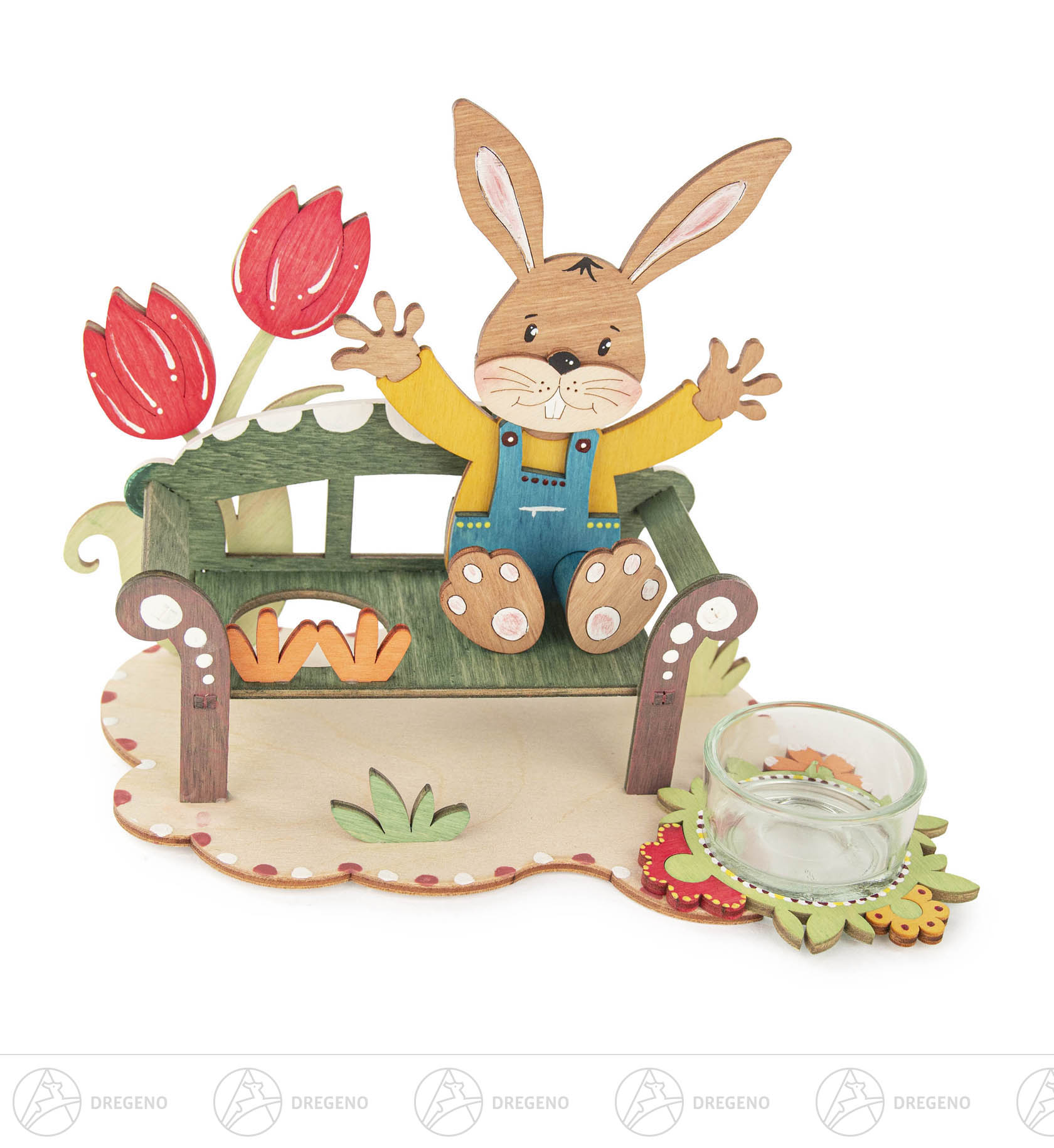 Bastelset Osterbank mit Hase 16x25cm