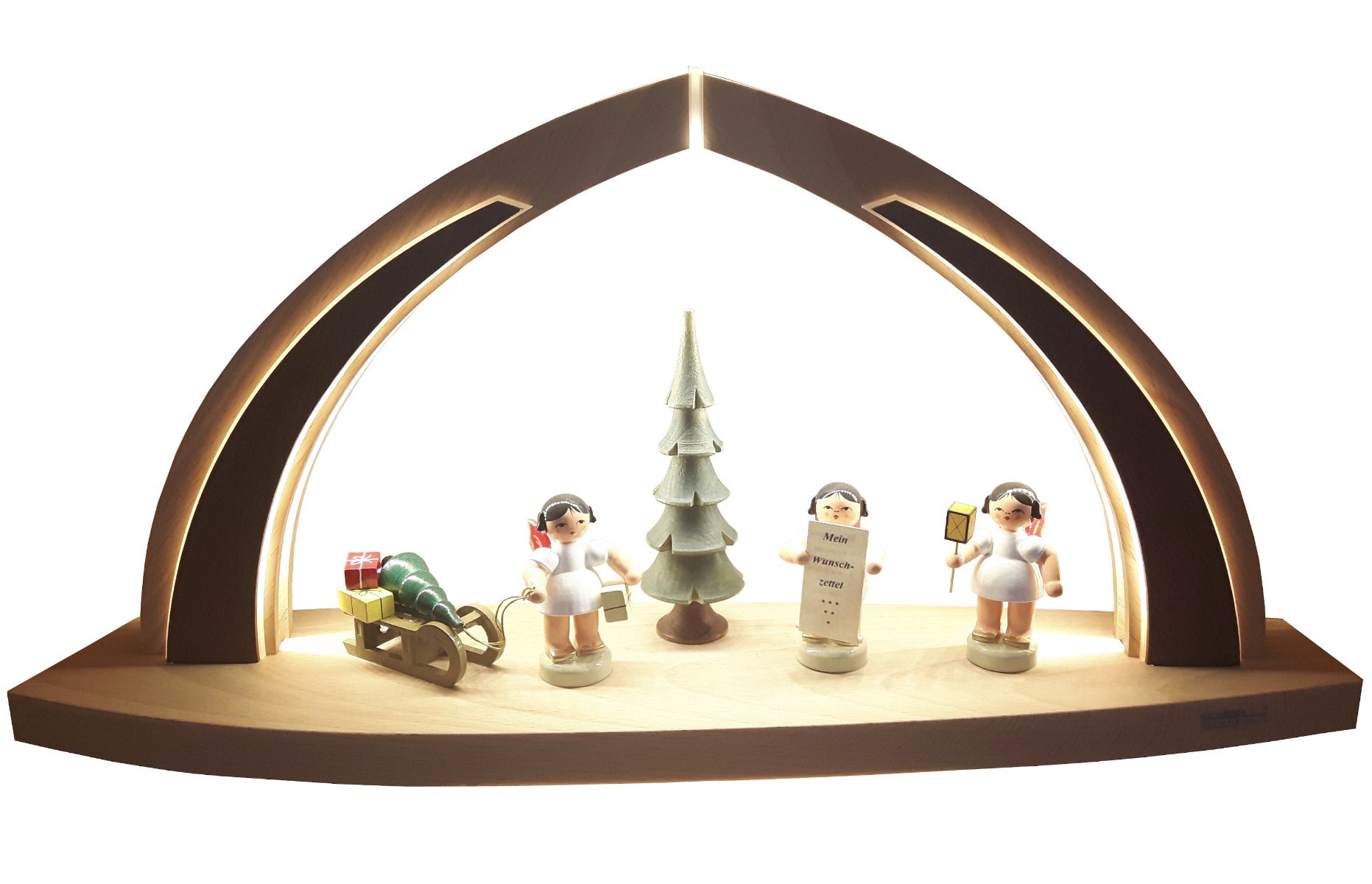 Schwibbogen LED Beleuchtung klein, Engel bunt-1, 3 Engel, Baum, Schlitten Schwibbogen LED Beleuchtung klein, Engel bunt-1, 3 Engel, Baum, Schlitten