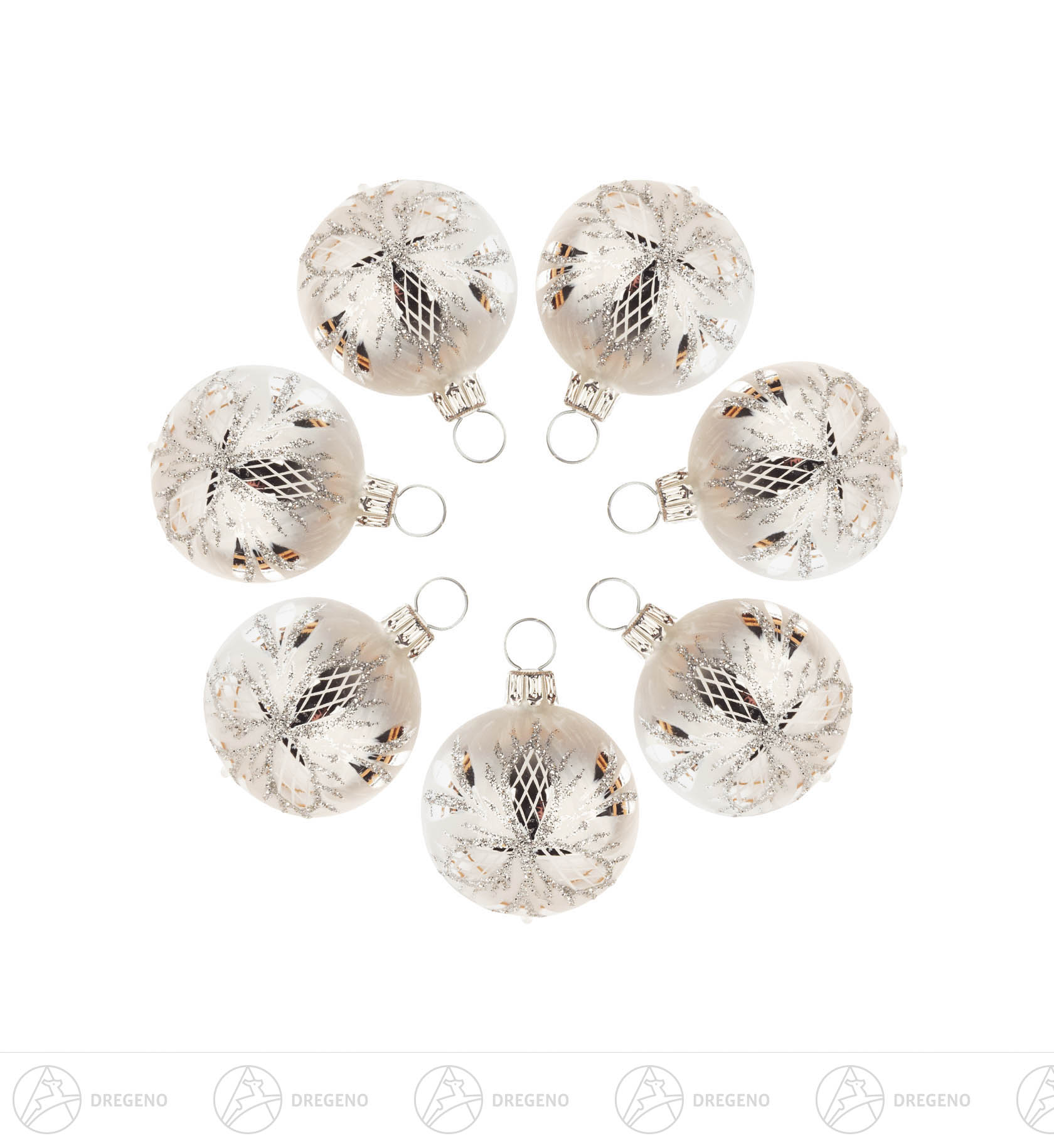 Thüringer Christbaumschmuck Kugel 4cm eisweiß Waffel silber (7)