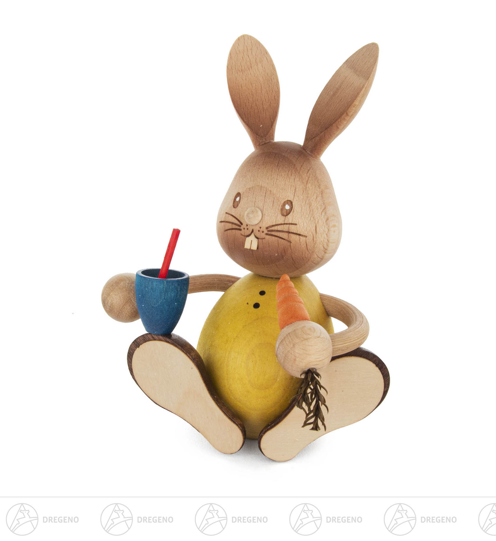 Hase Stupsi mit Becher und Möhre 12cm Hase Stupsi mit Becher und Möhre 12cm