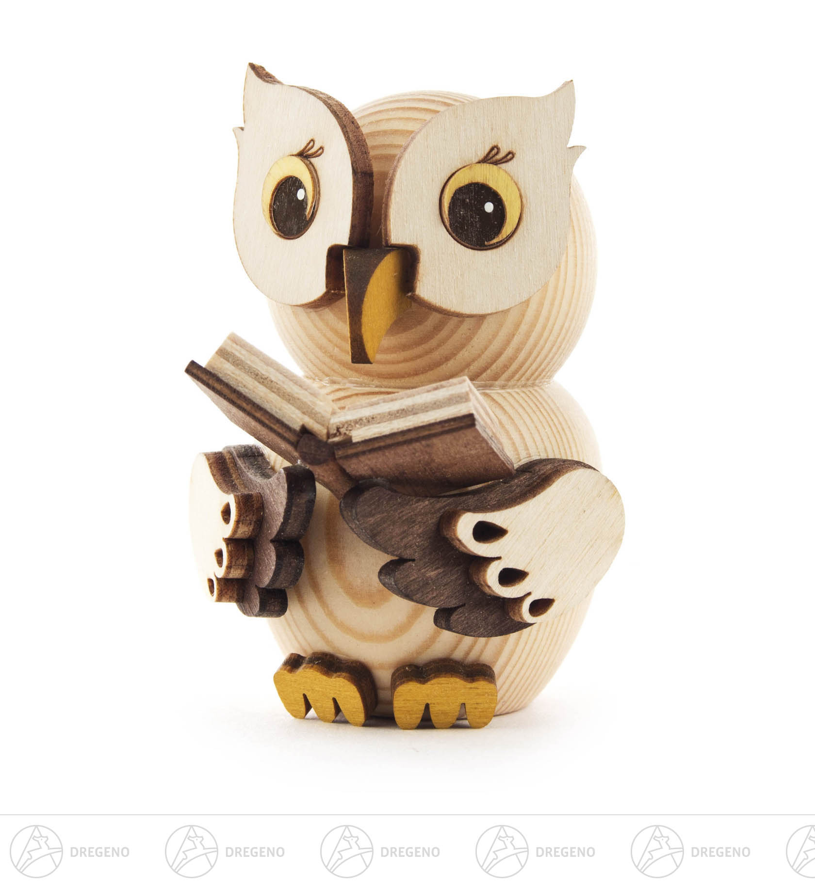 Mini-Eule mit Buch 7cm