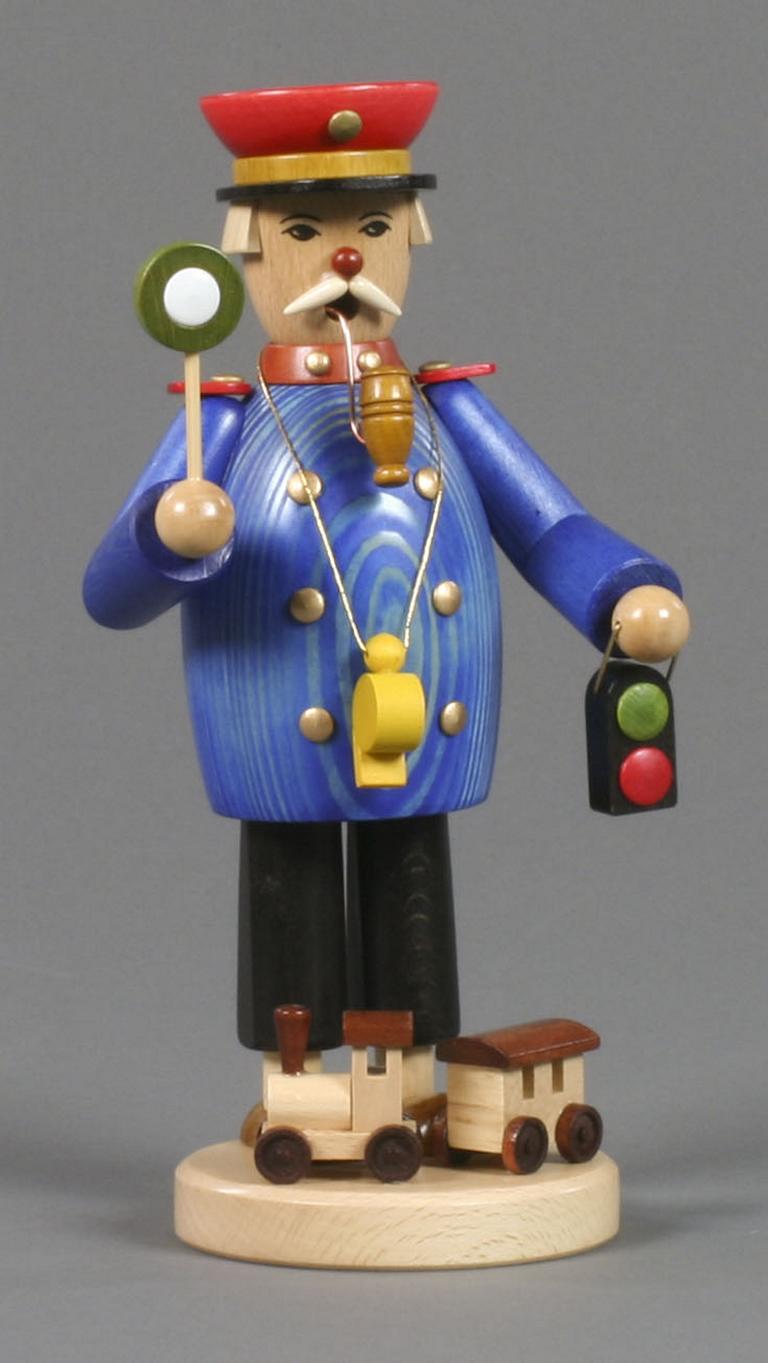 Räuchermann Eisenbahner mit Eisenbahn