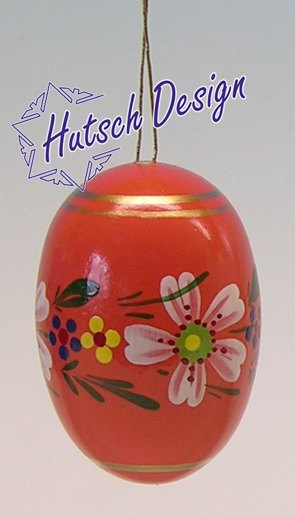 Osterei orange, 55 mm mit Blumen, handbemalt Osterei orange, 55 mm mit Blumen, handbemalt