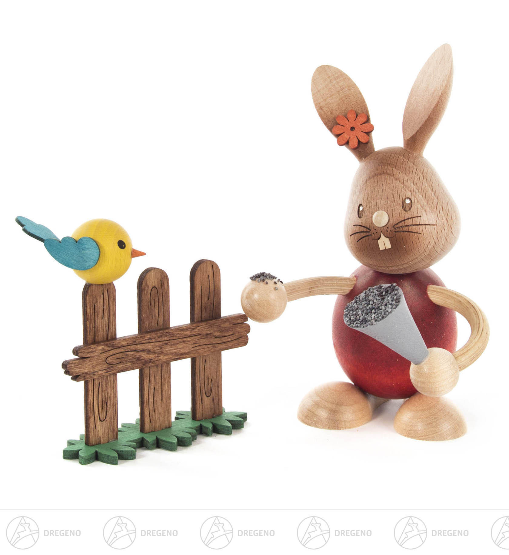 Hase Stupsi mit Vogel 11cm Hase Stupsi mit Vogel 11cm