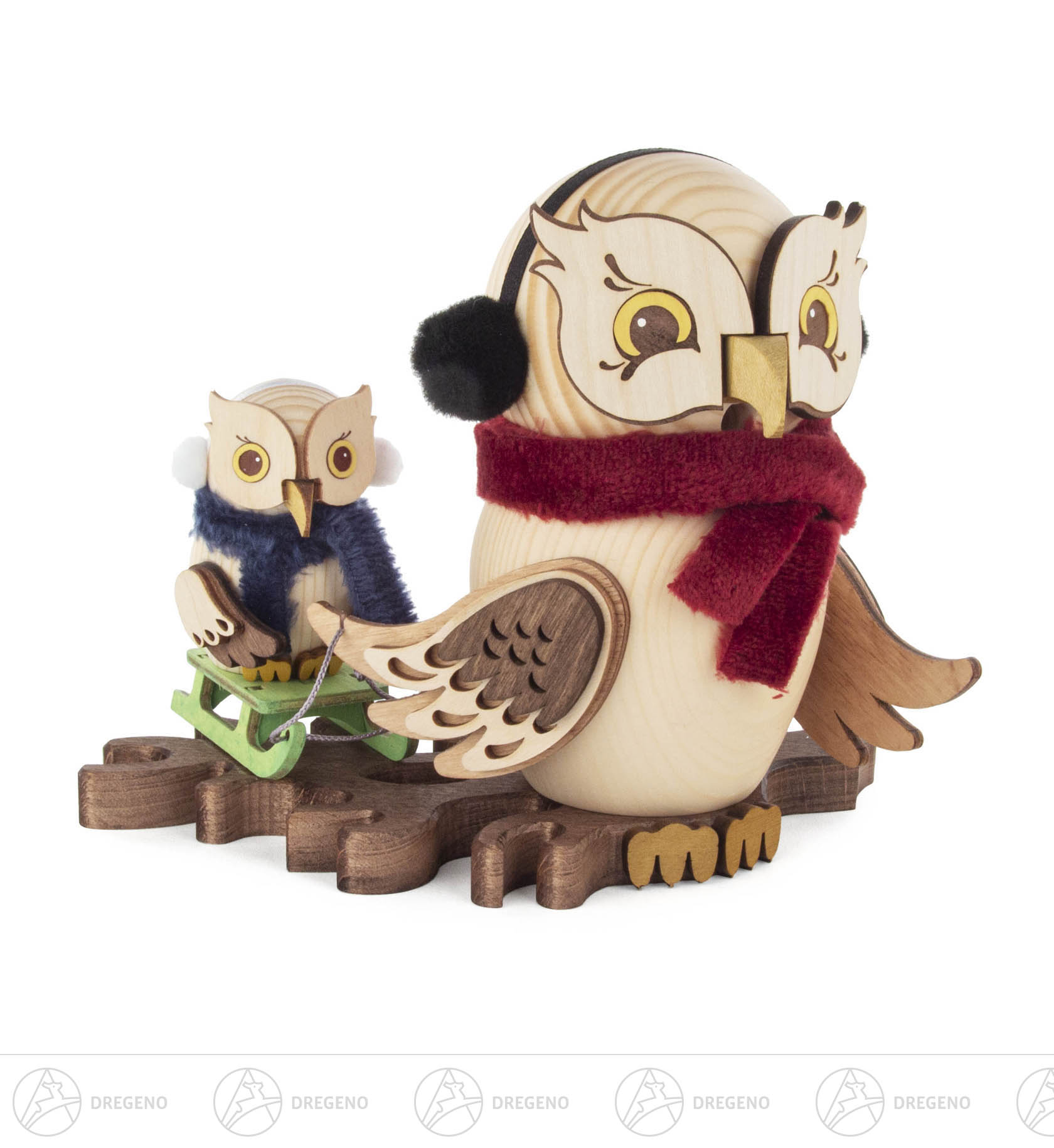 Räuchereule Schlittenfahrt mit Kind