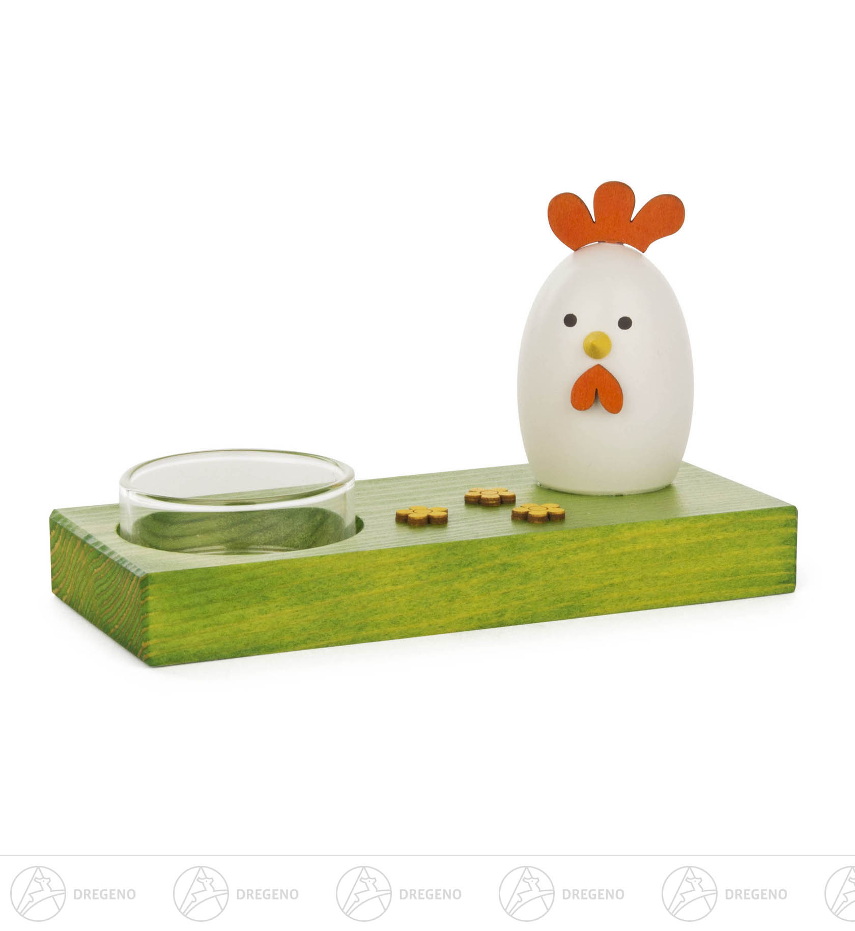 Teelichthalter mit Henne, farbig 6cm