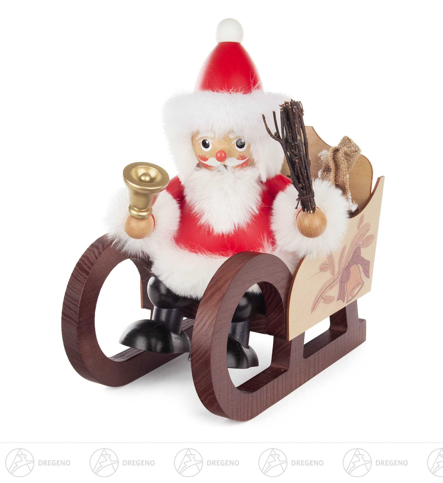 Räuchermann Weihnachtsmann auf Schlitten