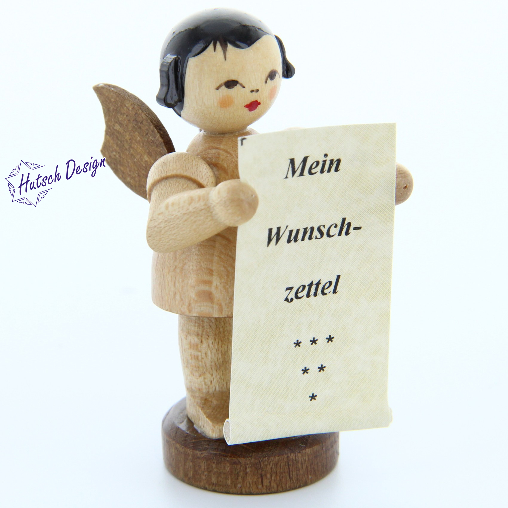Engel stehend mit Wunschzettel, natur Engel stehend mit Wunschzettel, natur