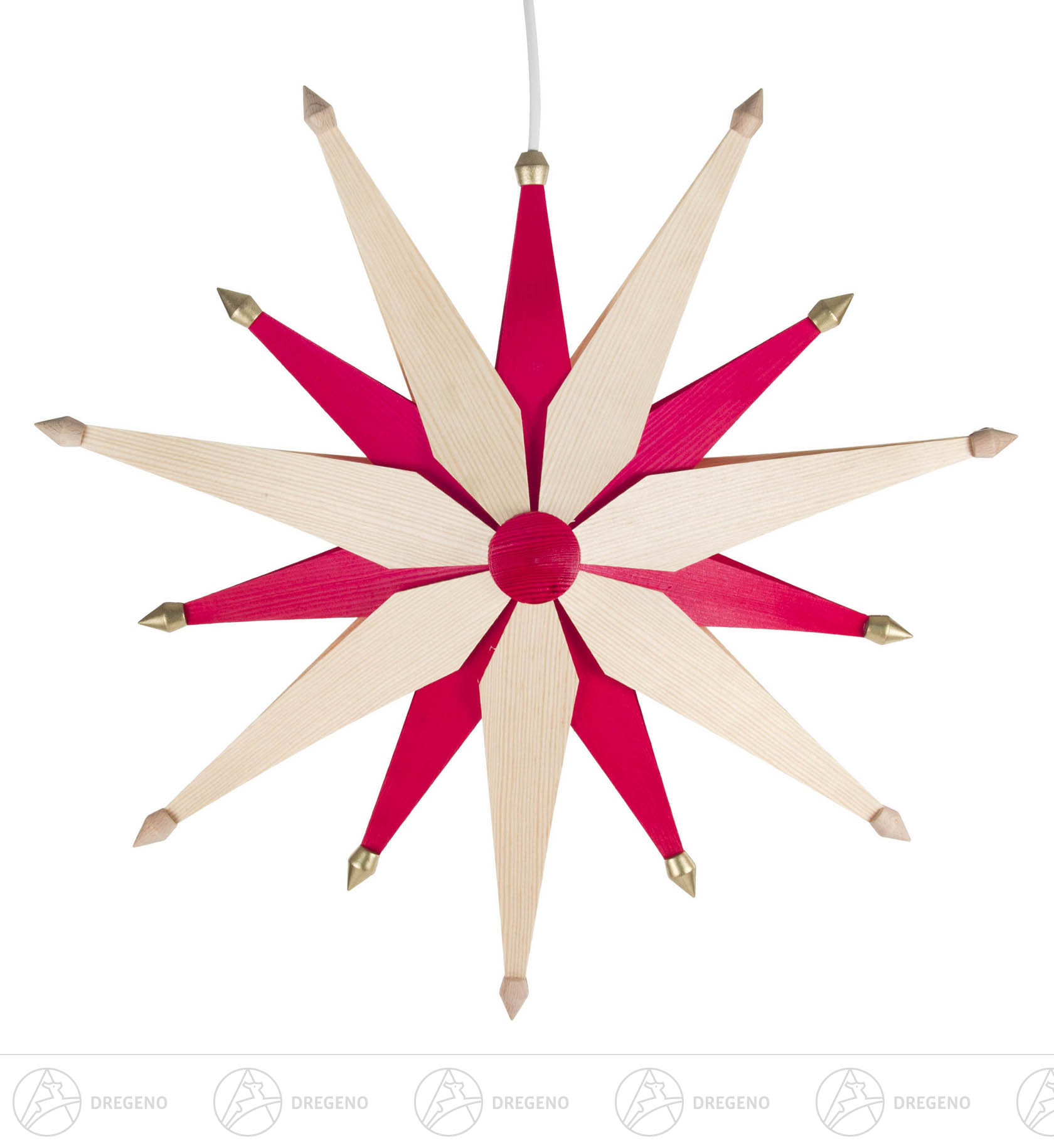 Weihnachtsstern doppelt natur/rot, elektr. Beleuchtung 48cm