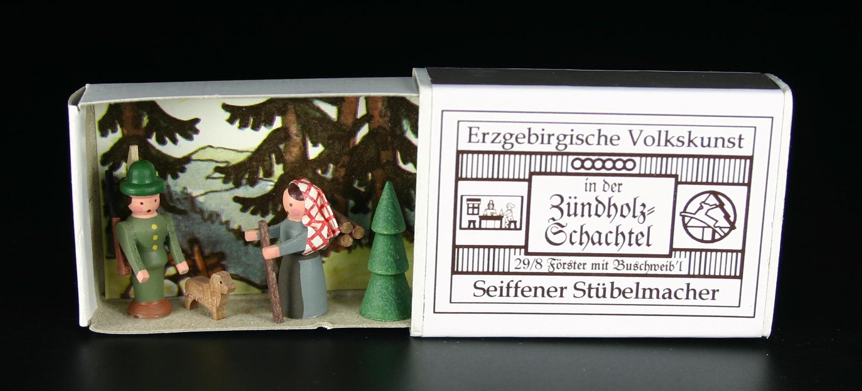 Zündholzschachteln Förster mit Buschweib'l Zündholzschachteln Förster mit Buschweib'l
