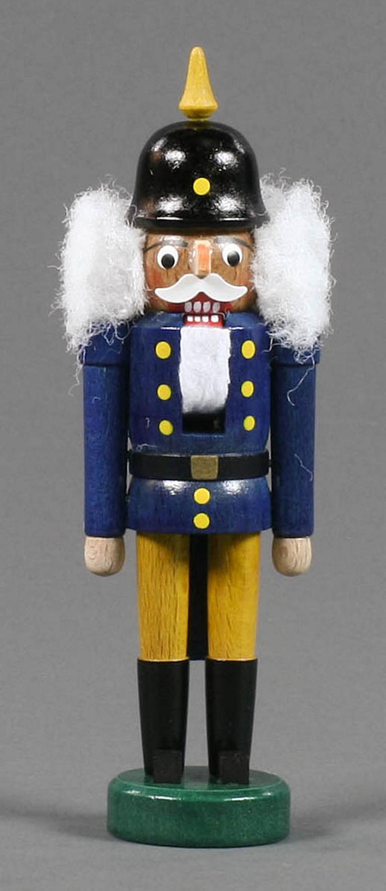 Nussknacker mit Pickelhaube blau-gelb, 14cm