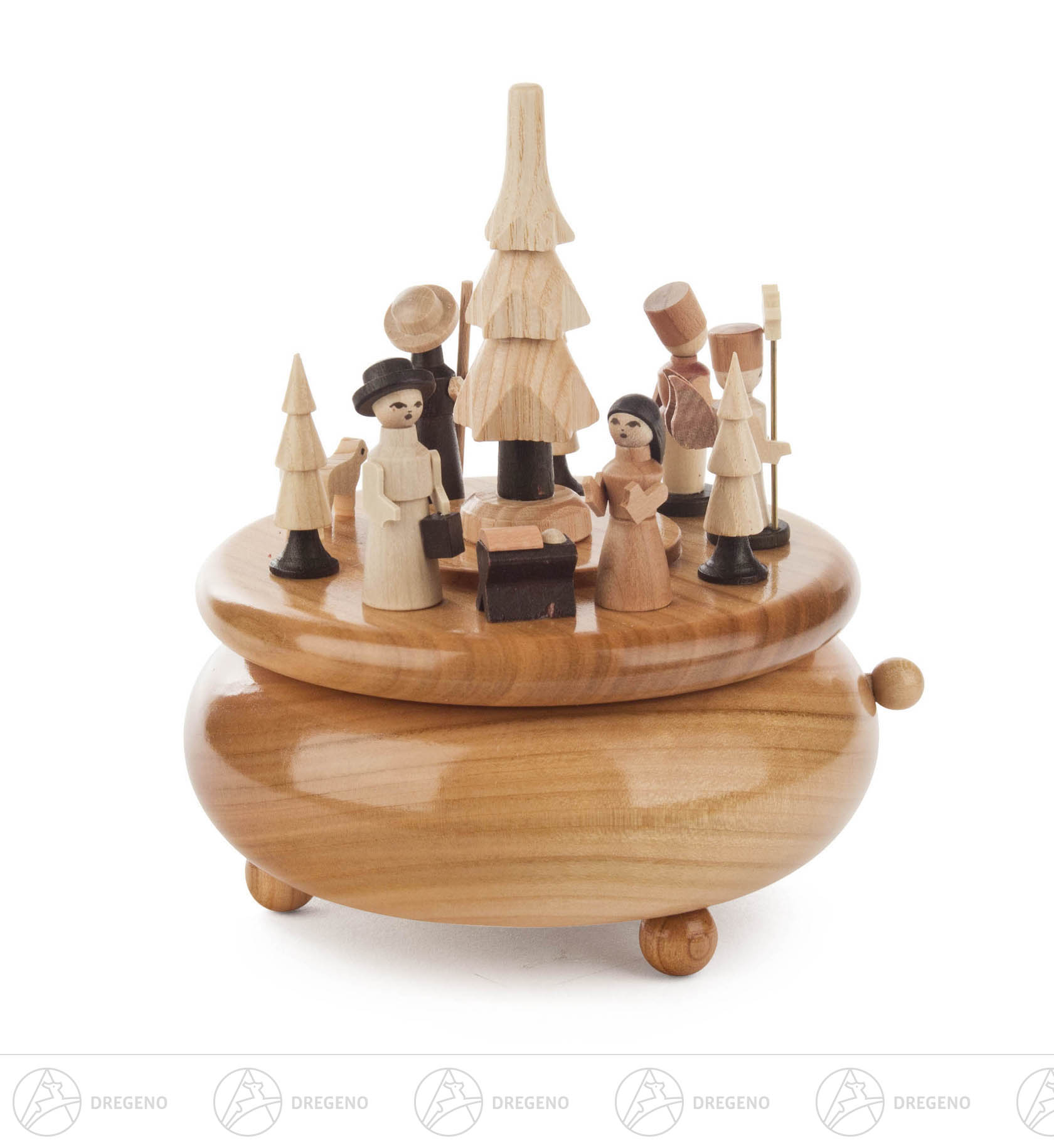 Spieldose mit Krippefiguren klein, natur Melodie:O Du Fröhliche