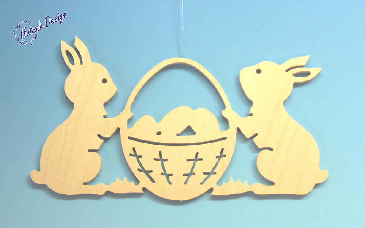 2 Osterhasen mit Korb 2 Osterhasen mit Korb