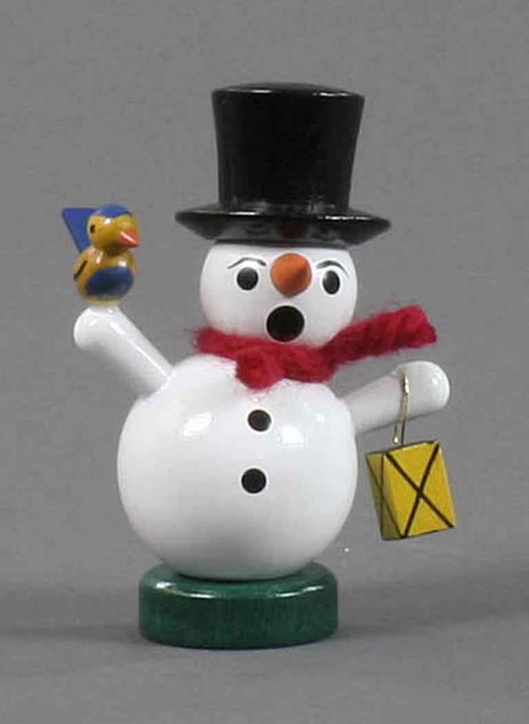 Mini-Räuchermann Schneemann mit Laterne roter Hut