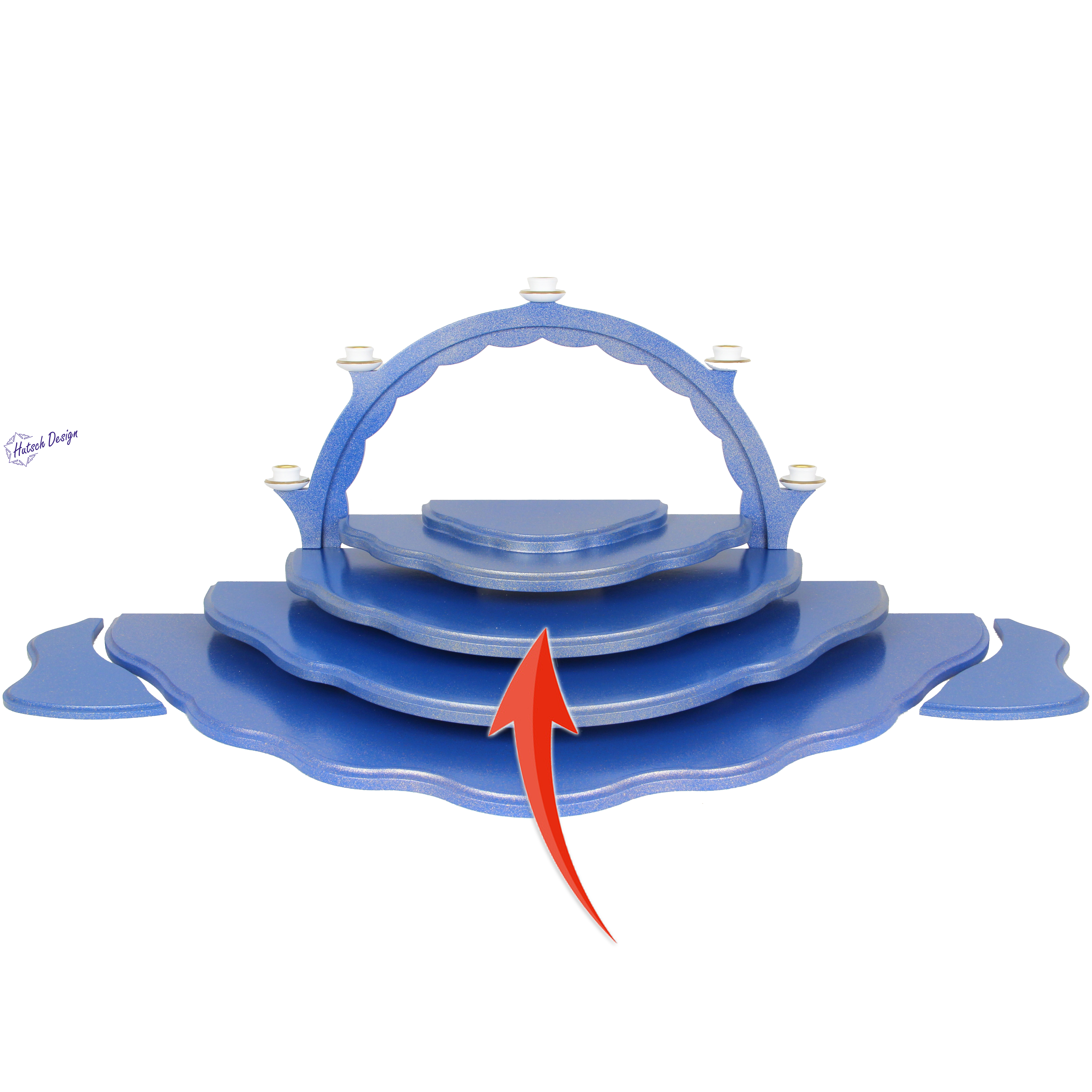 Unterbauetage 3 an 2-stufige Grundwolke, blau/gold Unterbauetage 3 an 2-stufige Grundwolke, blau/gold
