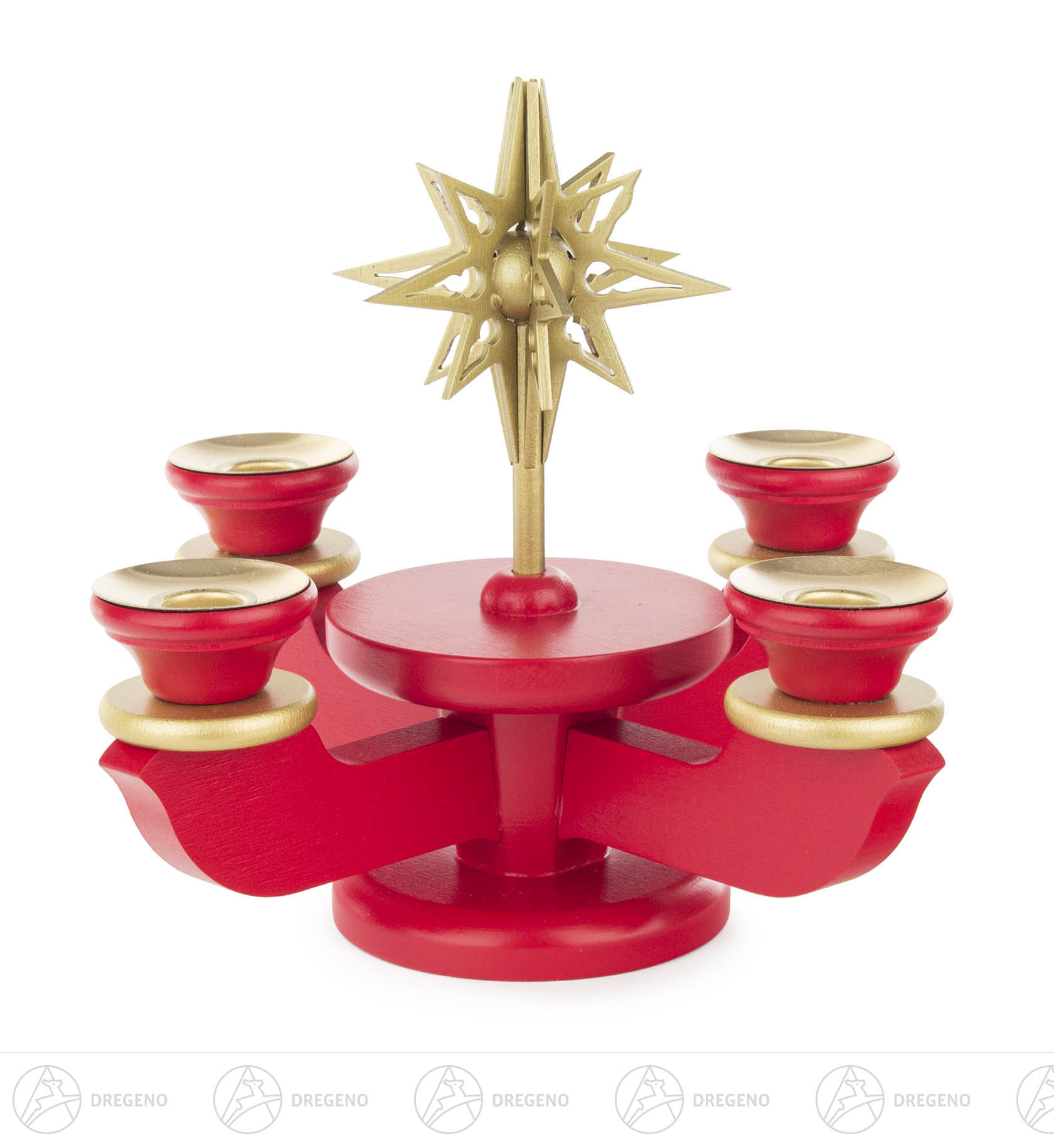 Adventsleuchter klein rot für Kerzen d14mm 18cm